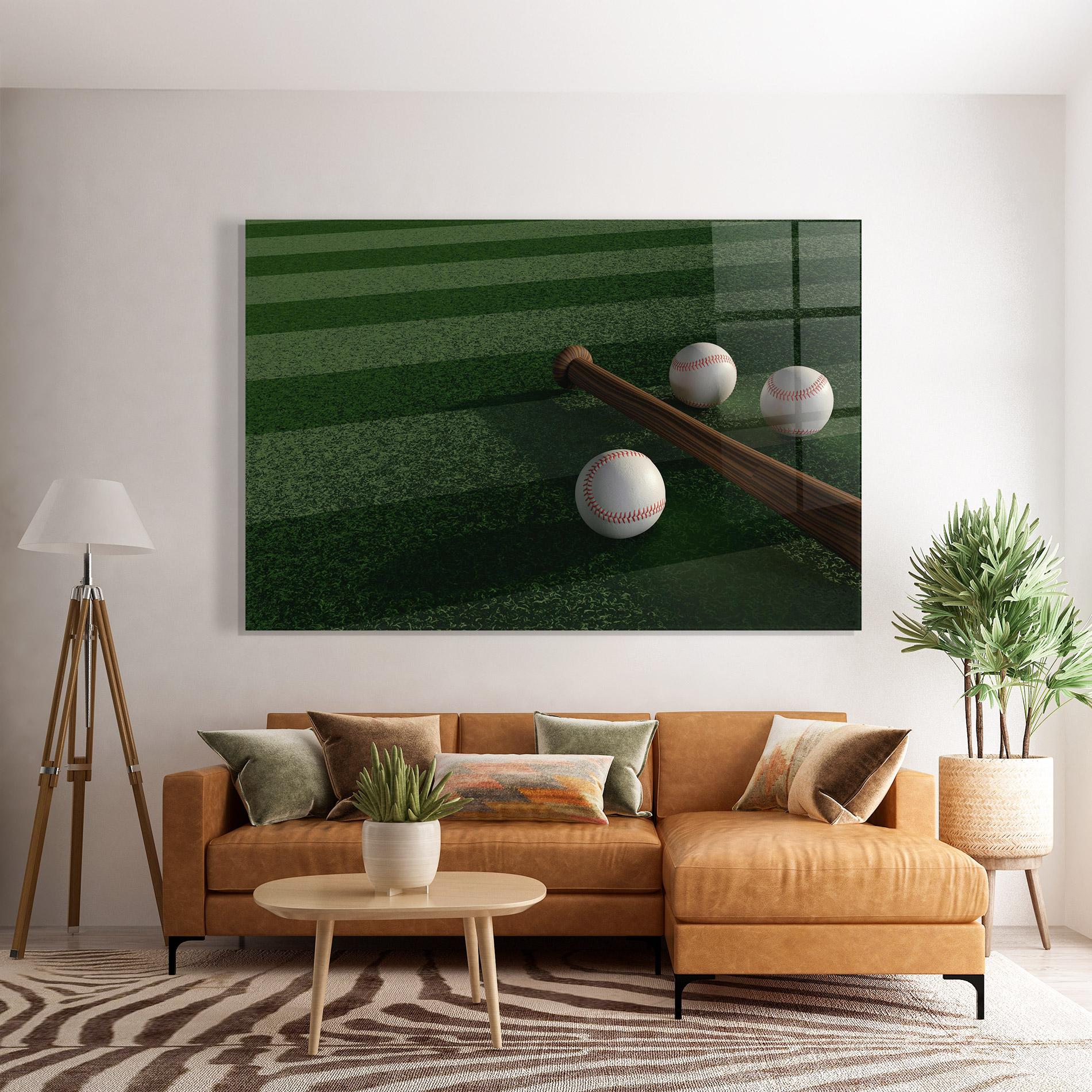 Üvegkép Baseball Balls On Grass mockup 7