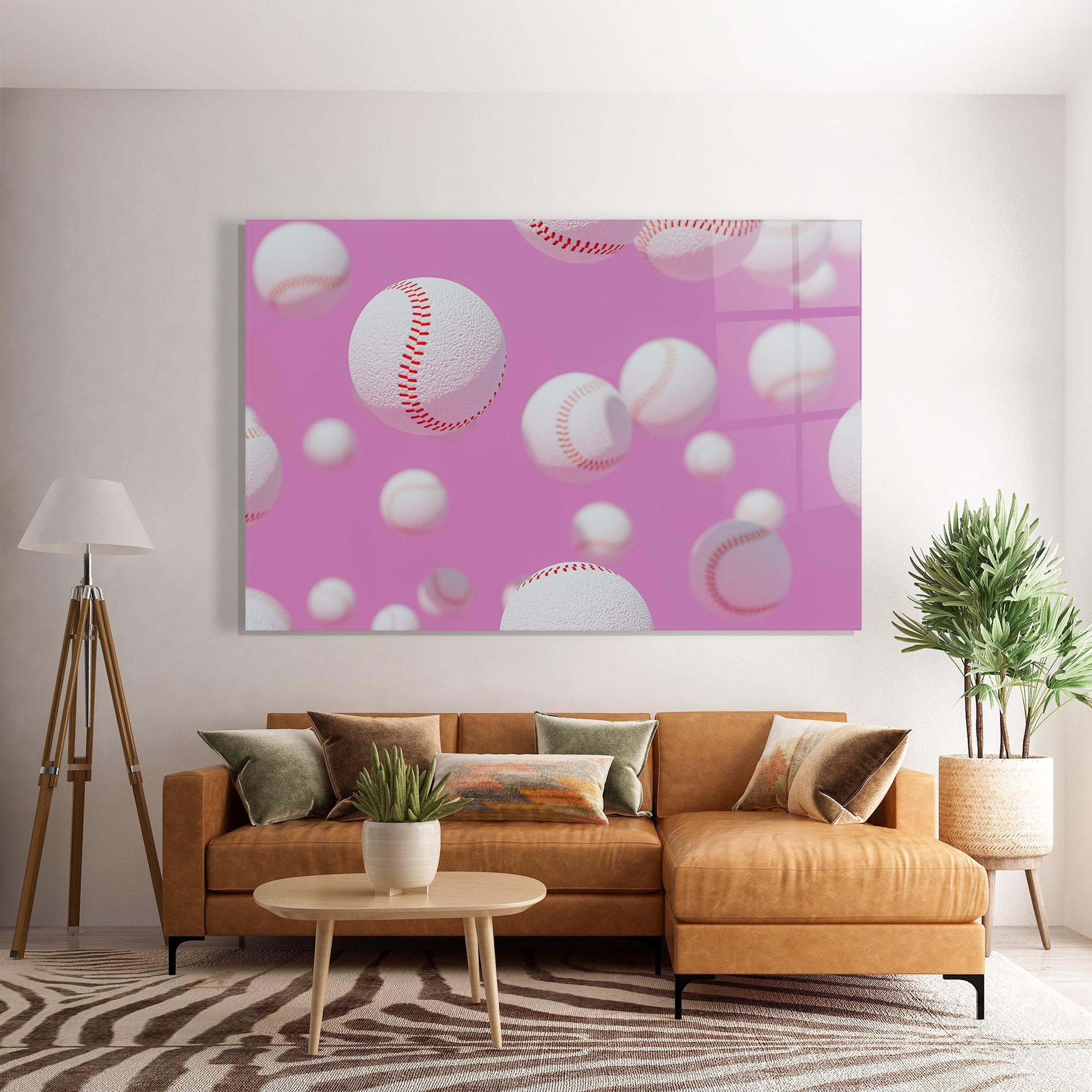 Üvegkép Baseball Balls On Pink mockup 7