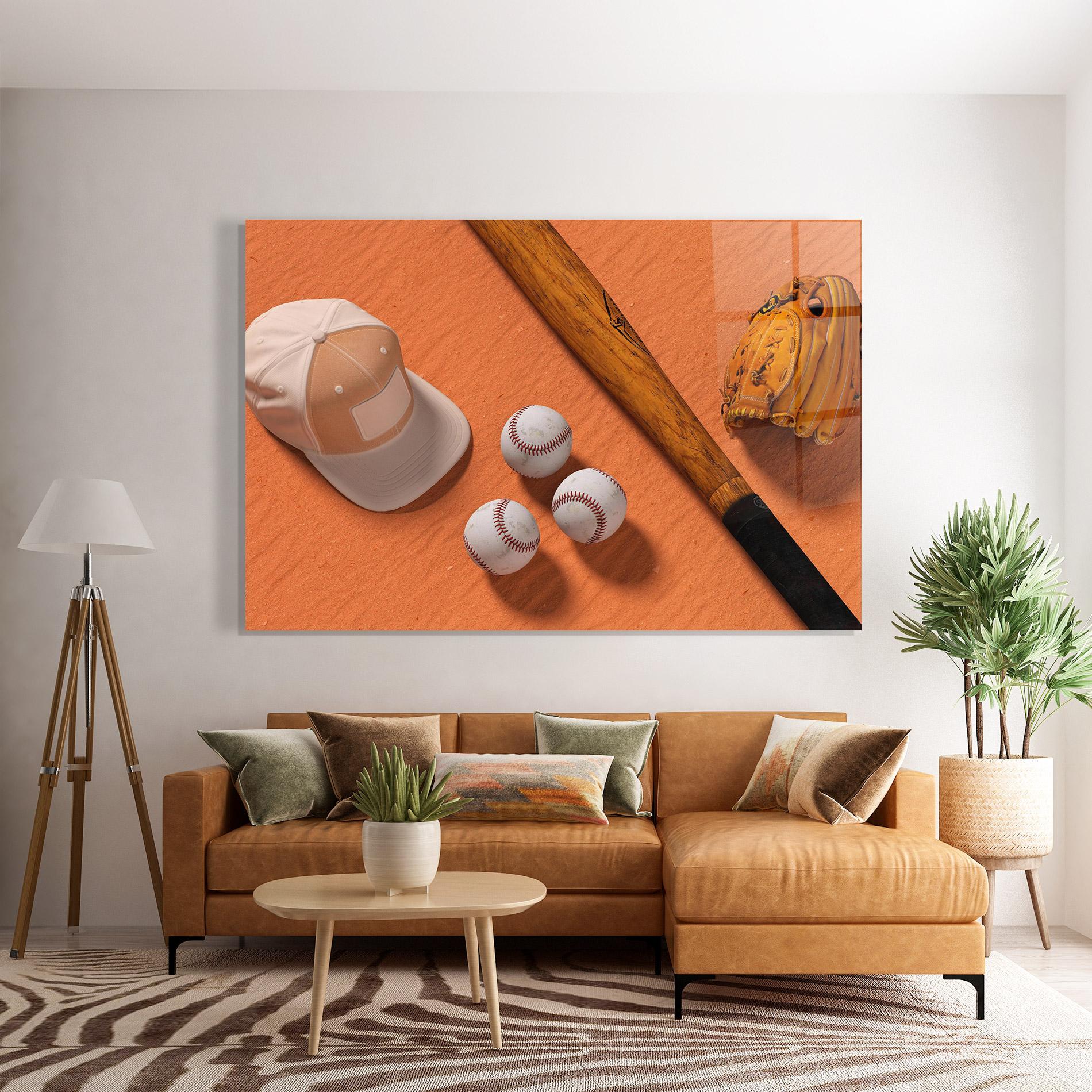 Üvegkép Baseball Set On Orange mockup 7