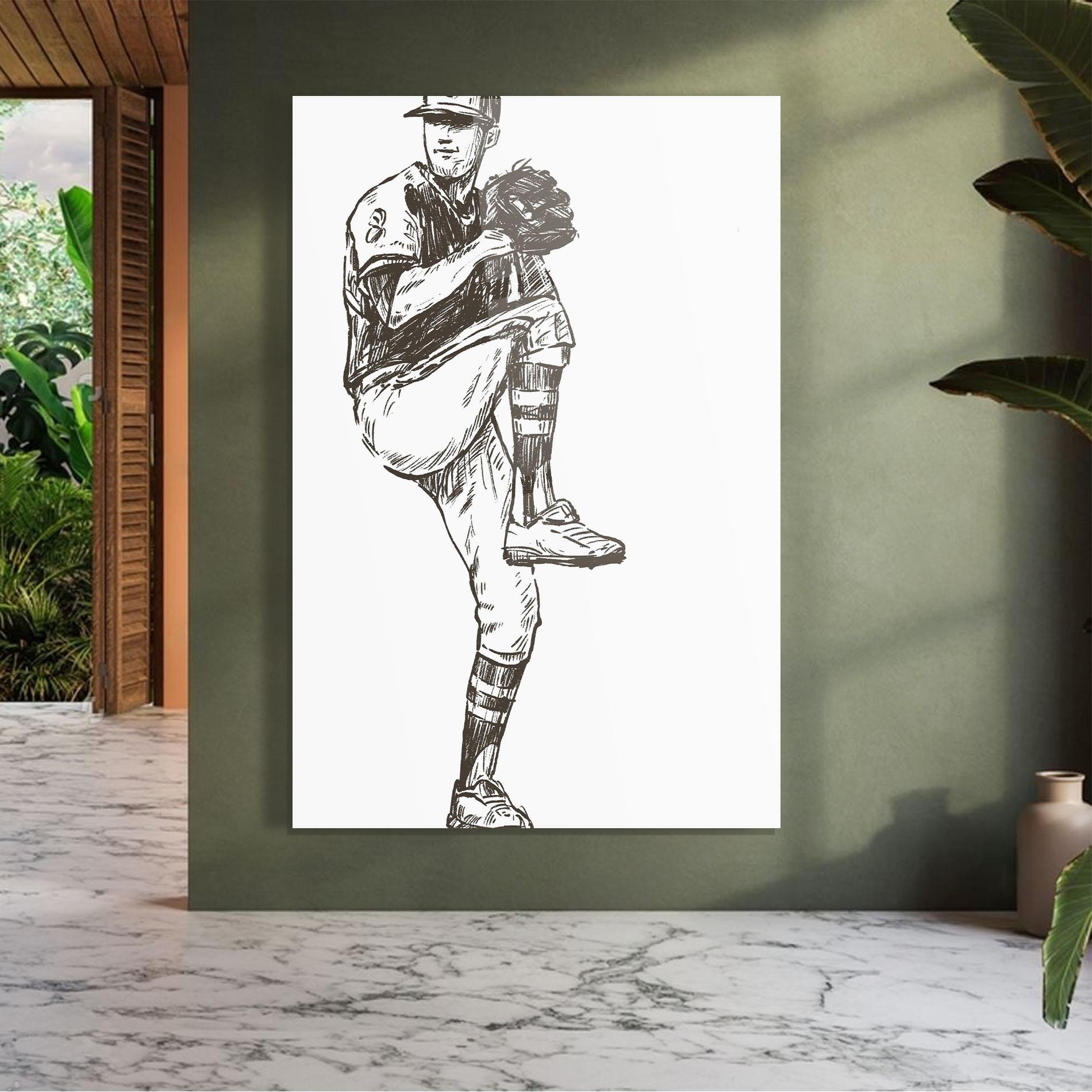 Üvegkép Baseball Player Line mockup 7