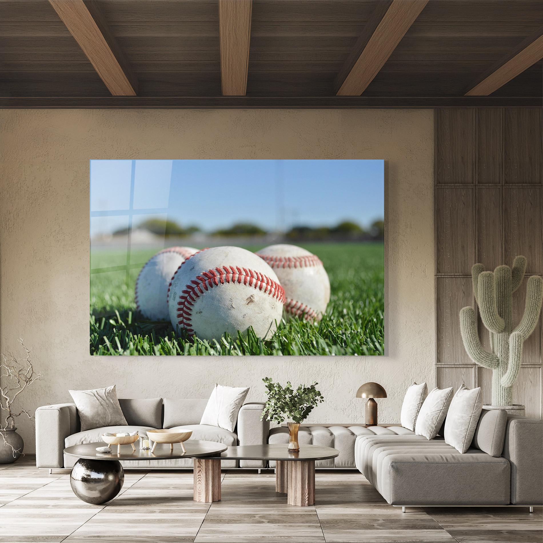 Üvegkép Baseball Ball In Grass mockup 8