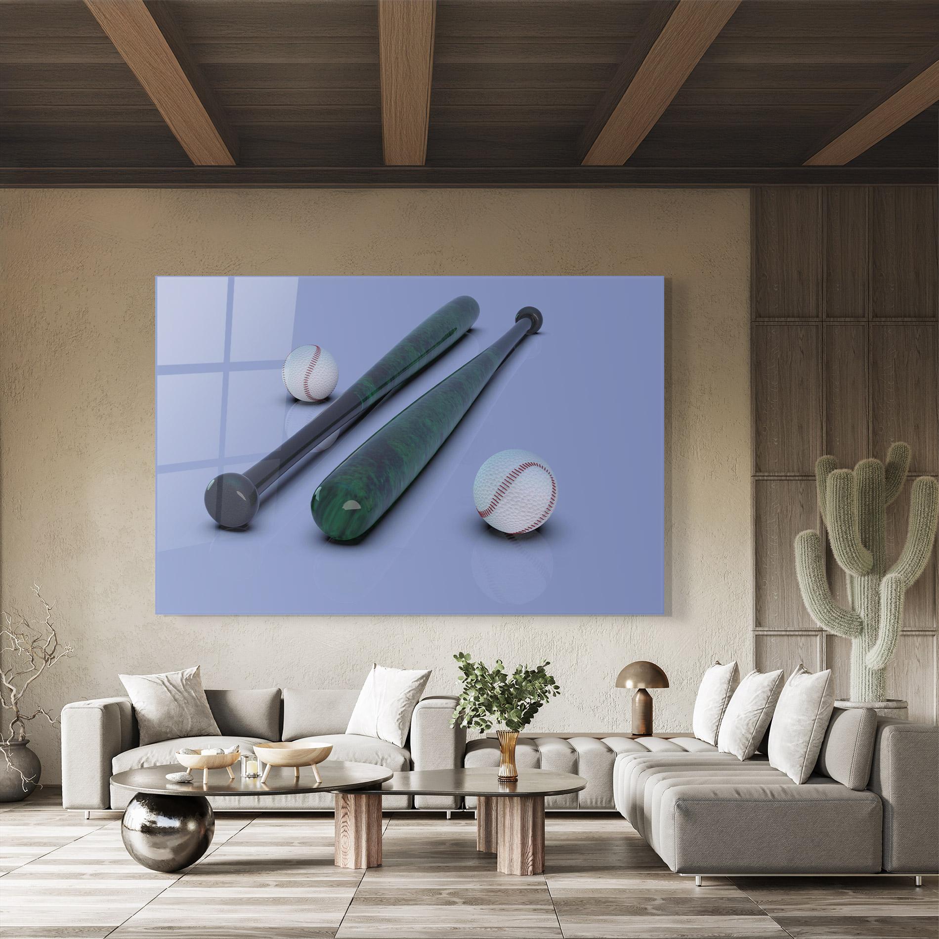 Üvegkép Baseball Ball On Purple mockup 8