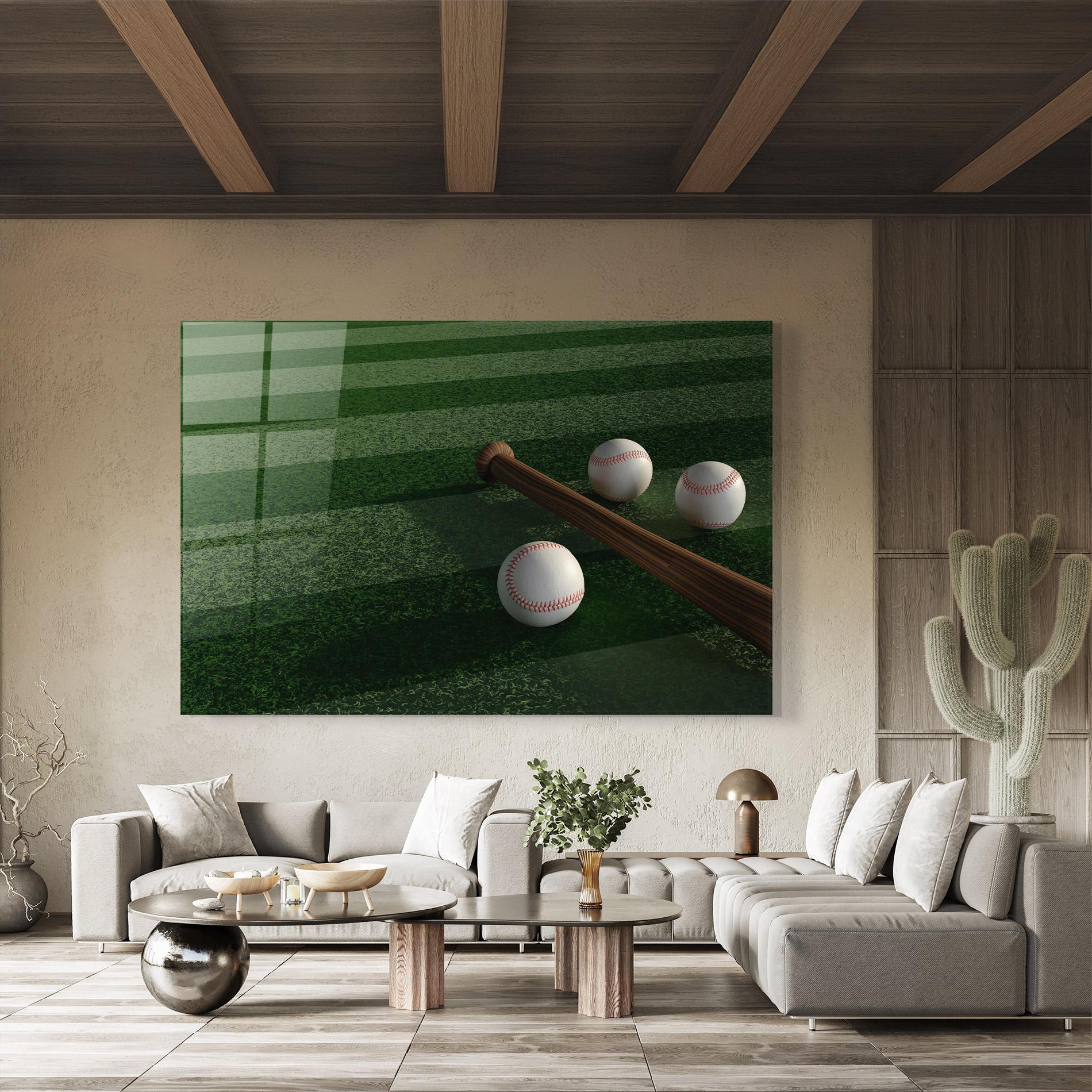 Üvegkép Baseball Balls On Grass mockup 8