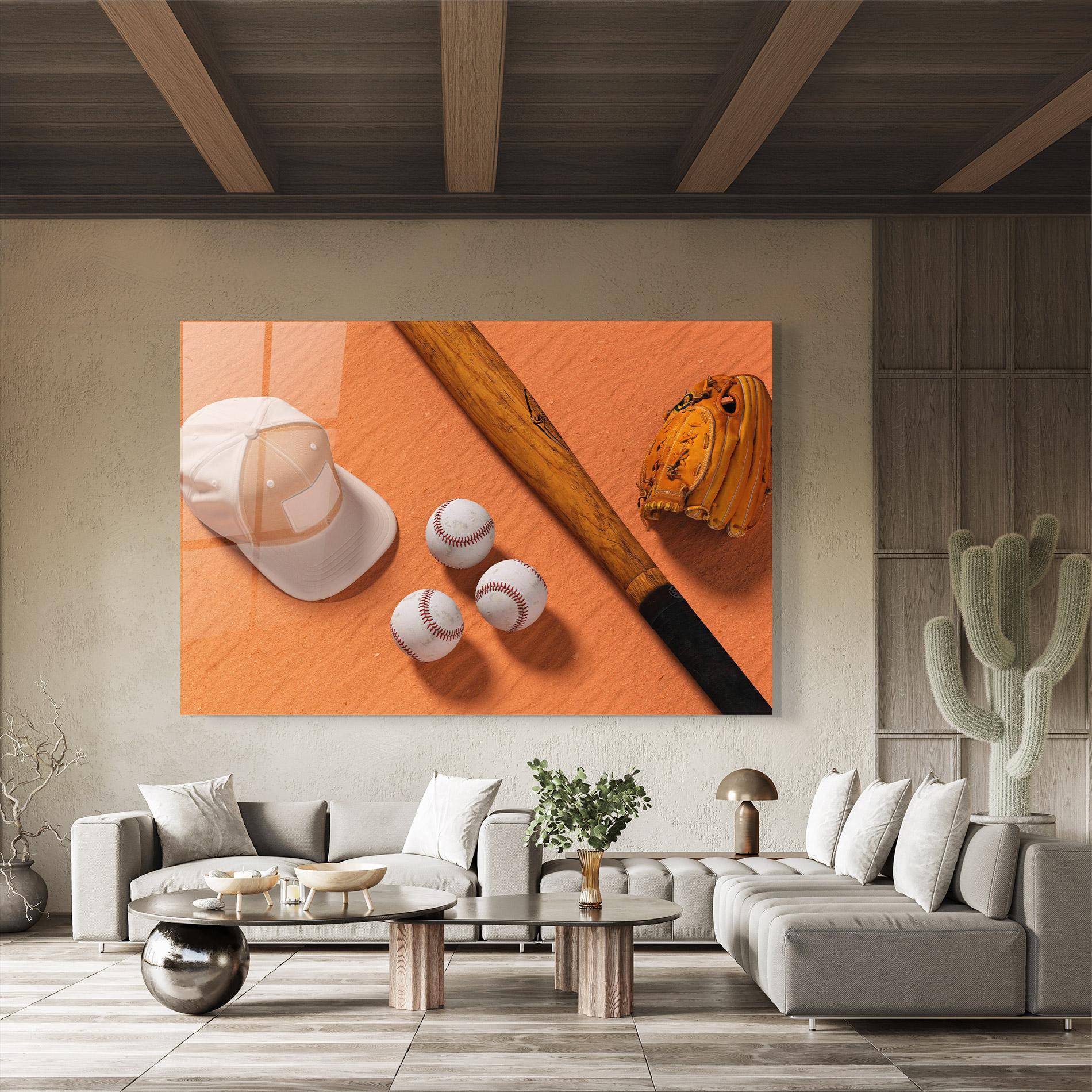Üvegkép Baseball Set On Orange mockup 8