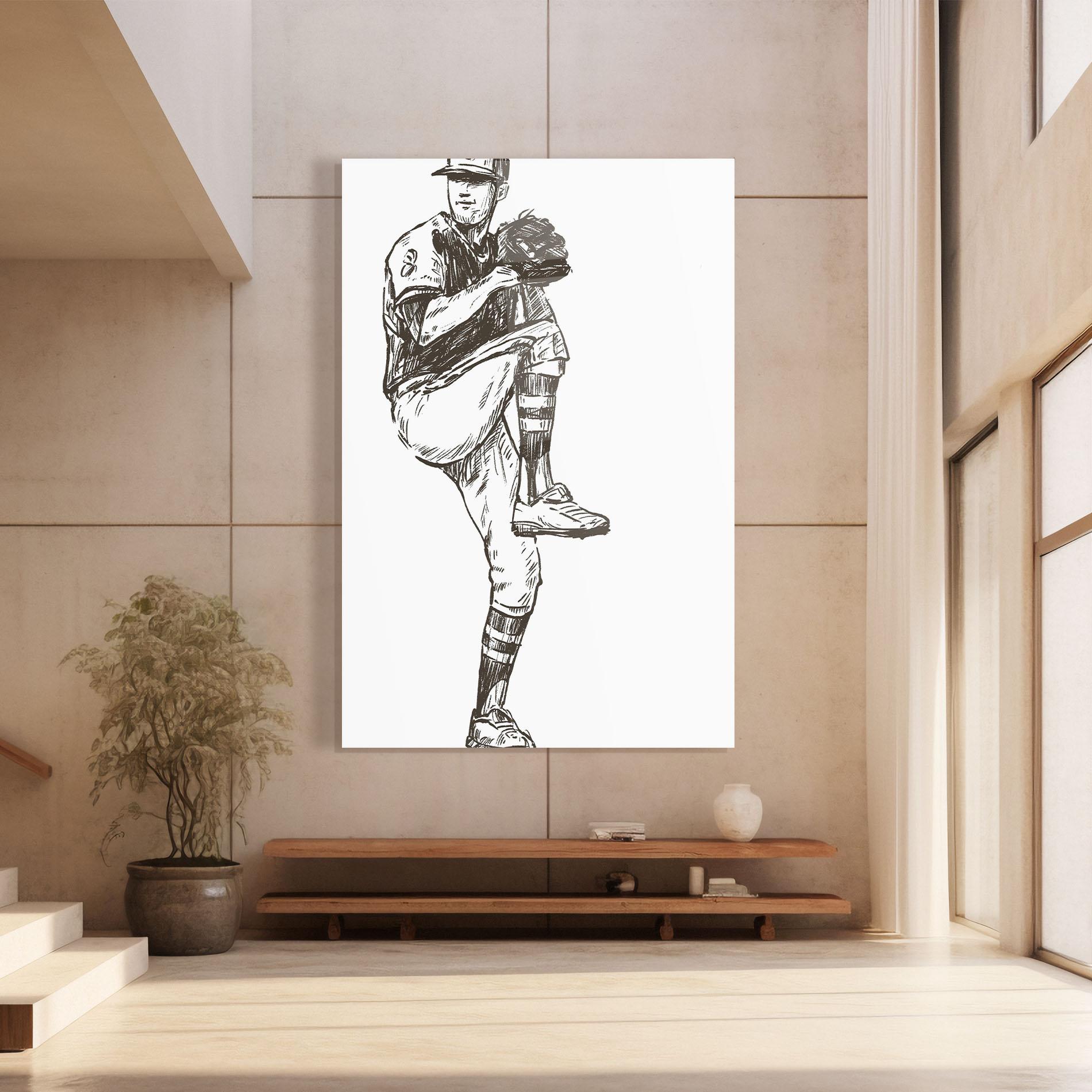 Üvegkép Baseball Player Line mockup 8
