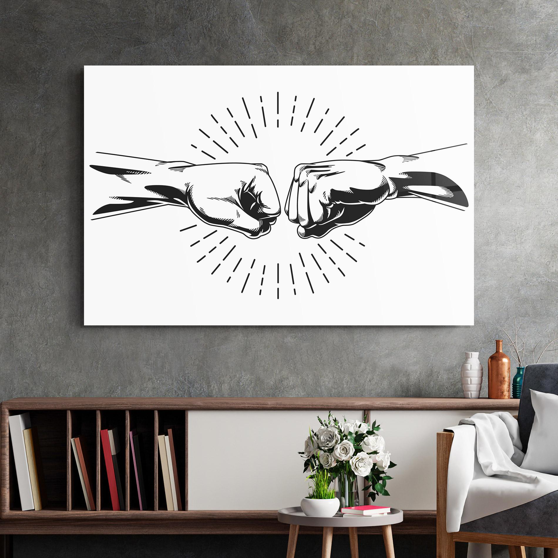 Üvegkép White Handshake Box mockup 2