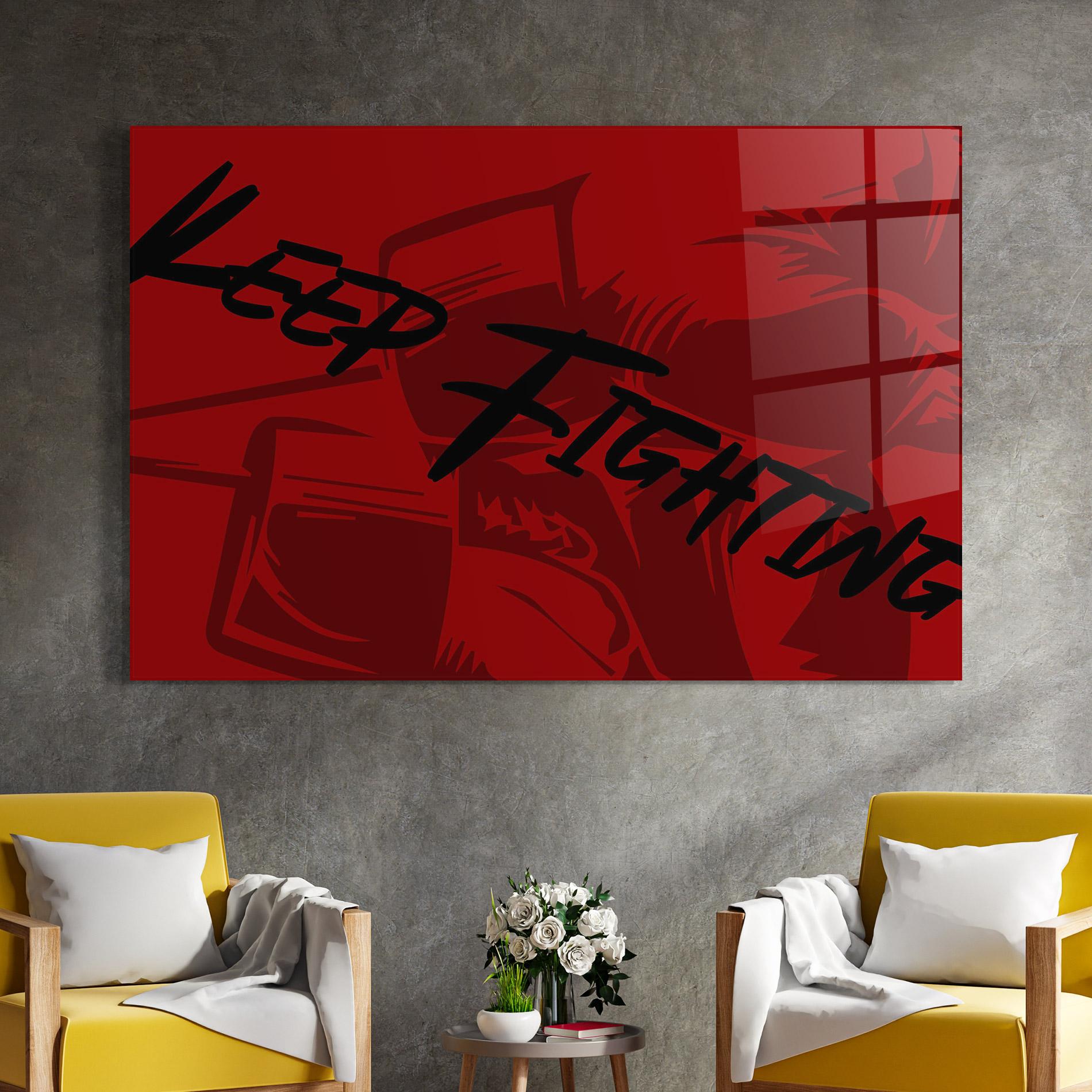 Üvegkép Keep Fighting mockup 4