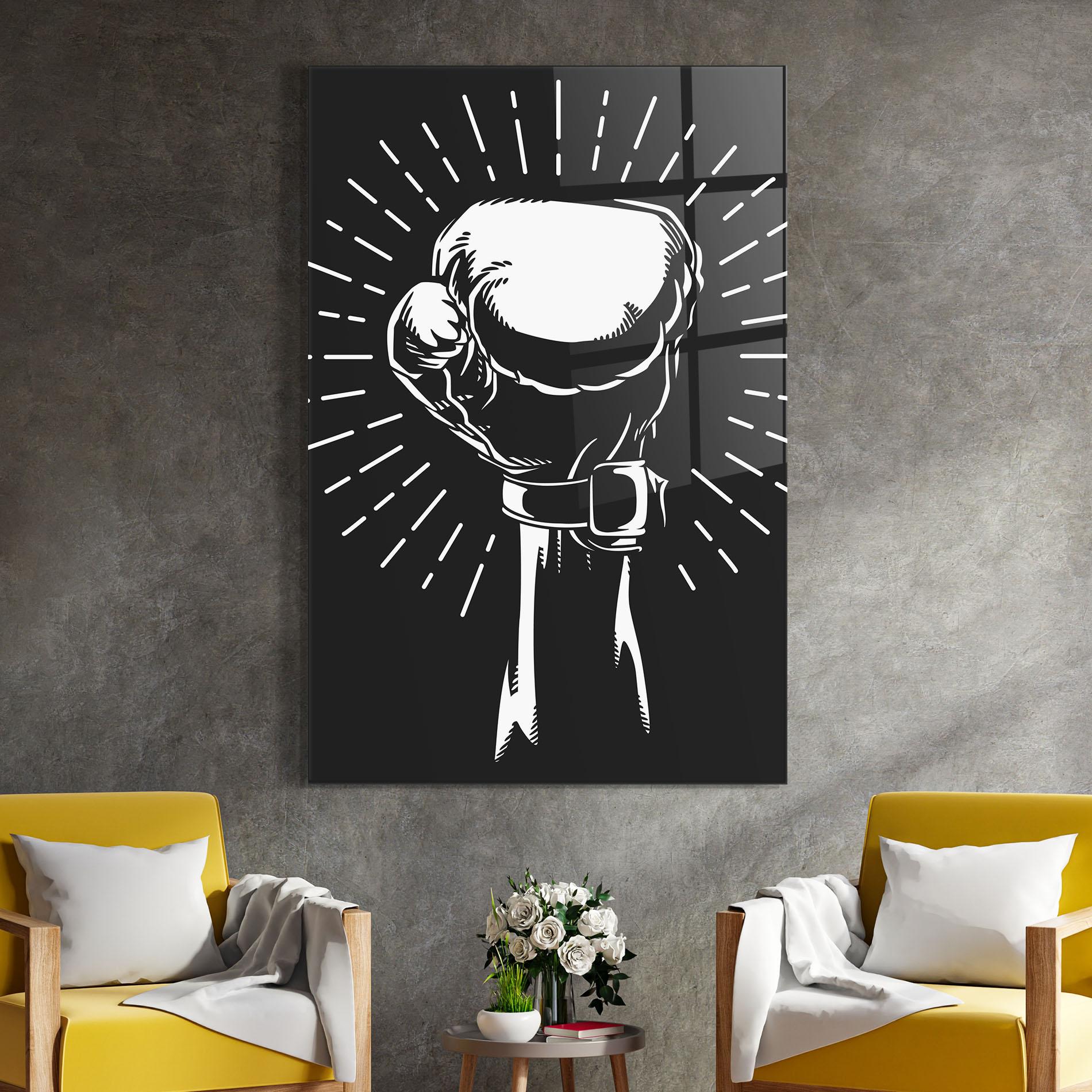 Üvegkép Grey Hand Boxing mockup 4