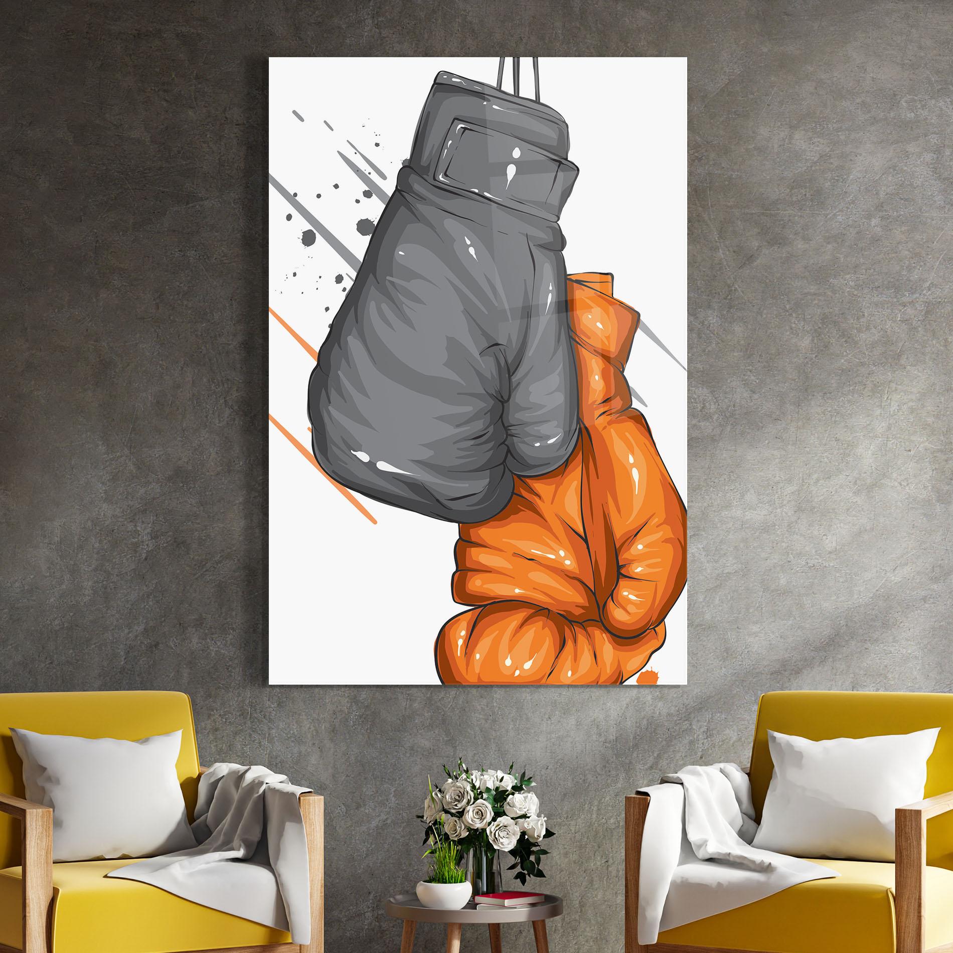 Üvegkép Grey Orange Glove mockup 4