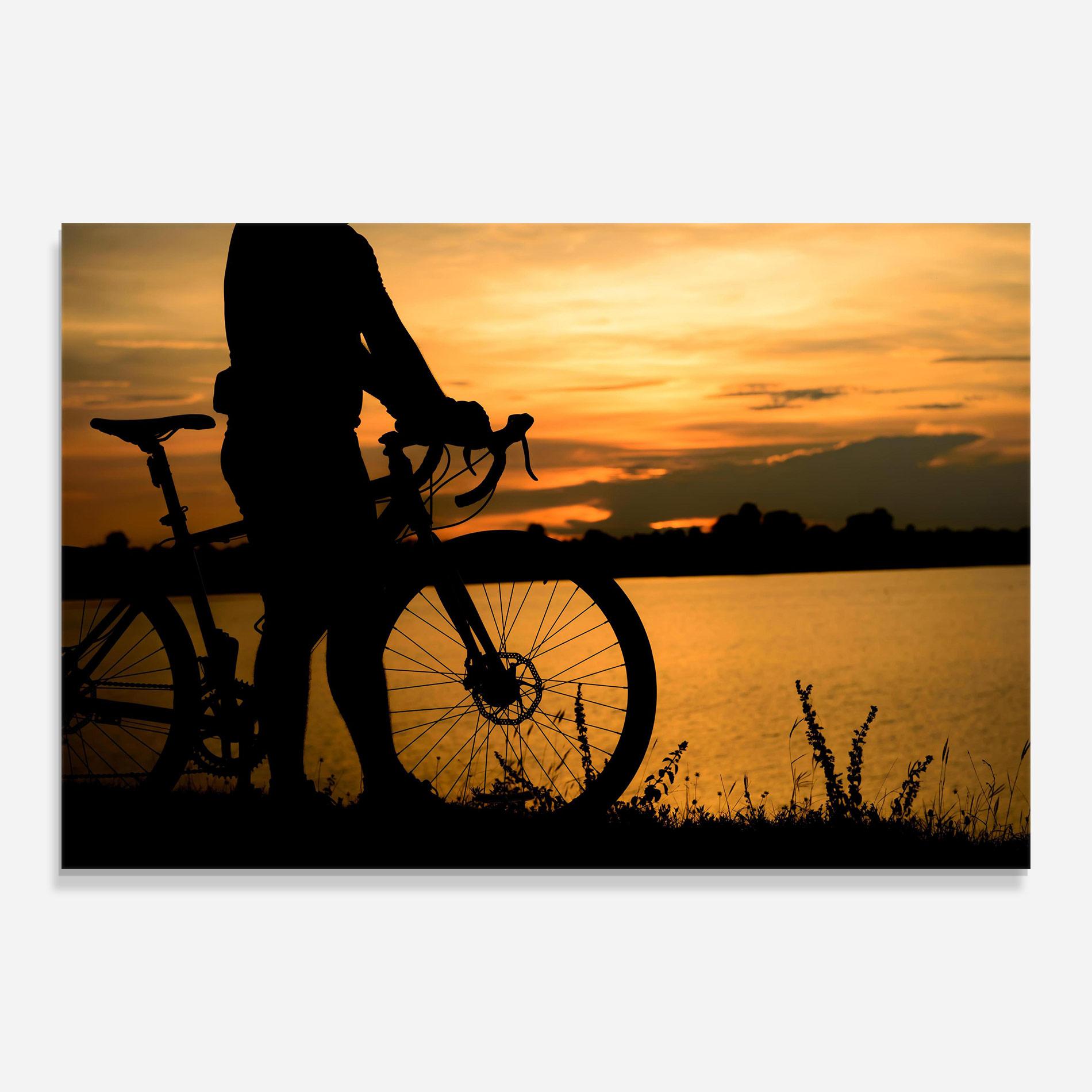 Üvegkép Bicycle Sunset Silhouette mockup 0