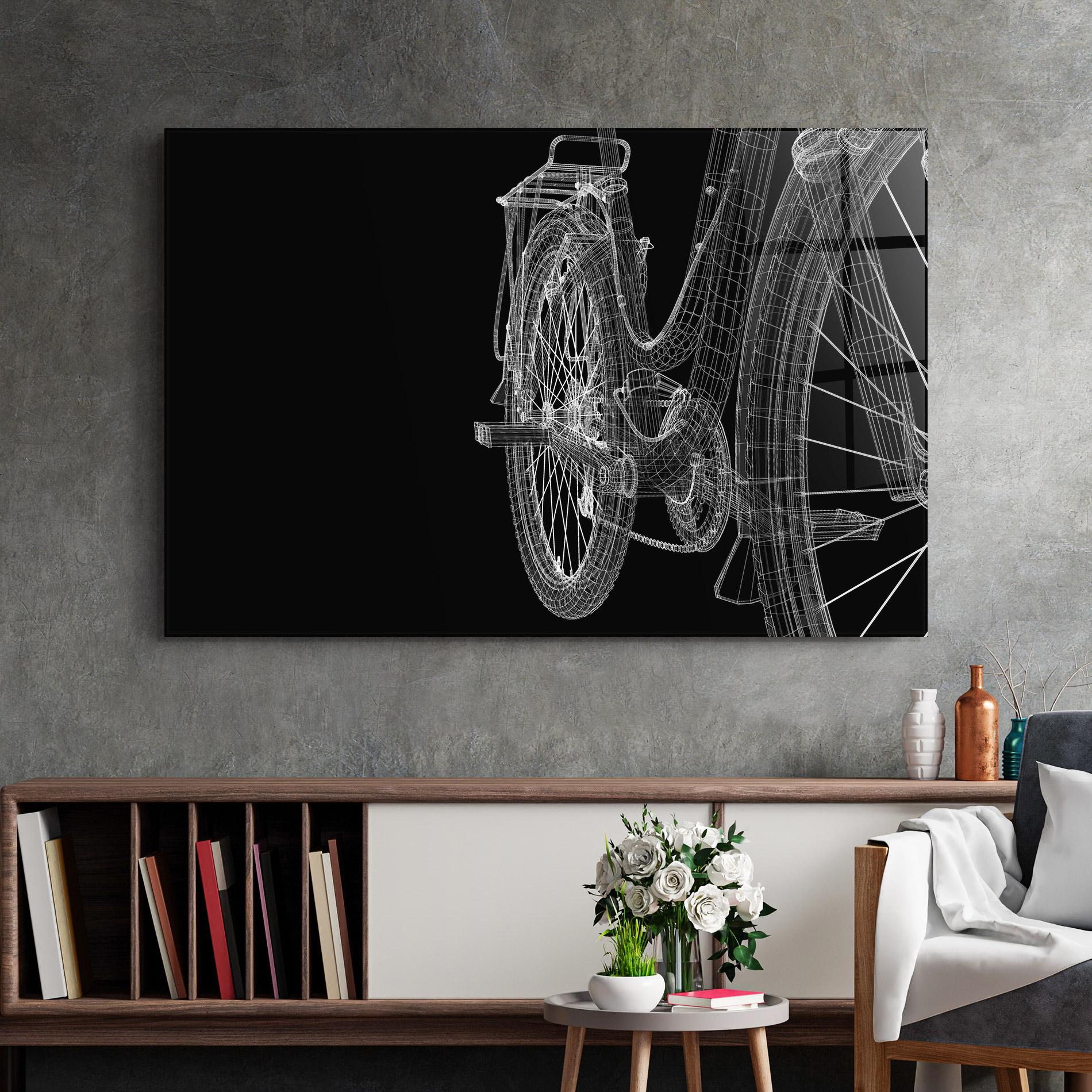 Üvegkép Bike Wire Model 3d mockup 2