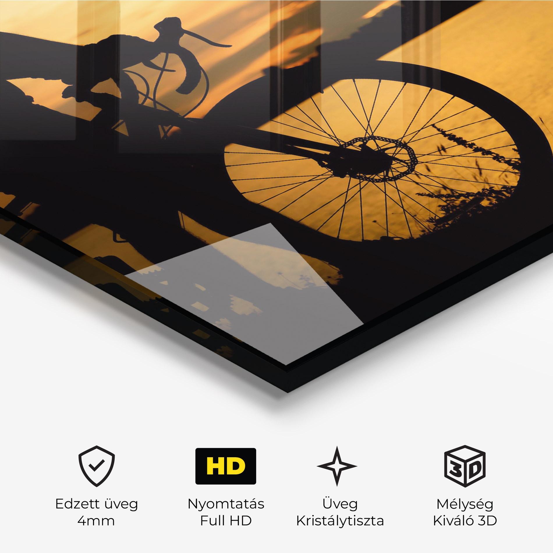 Üvegkép Bicycle Sunset Silhouette mockup 3