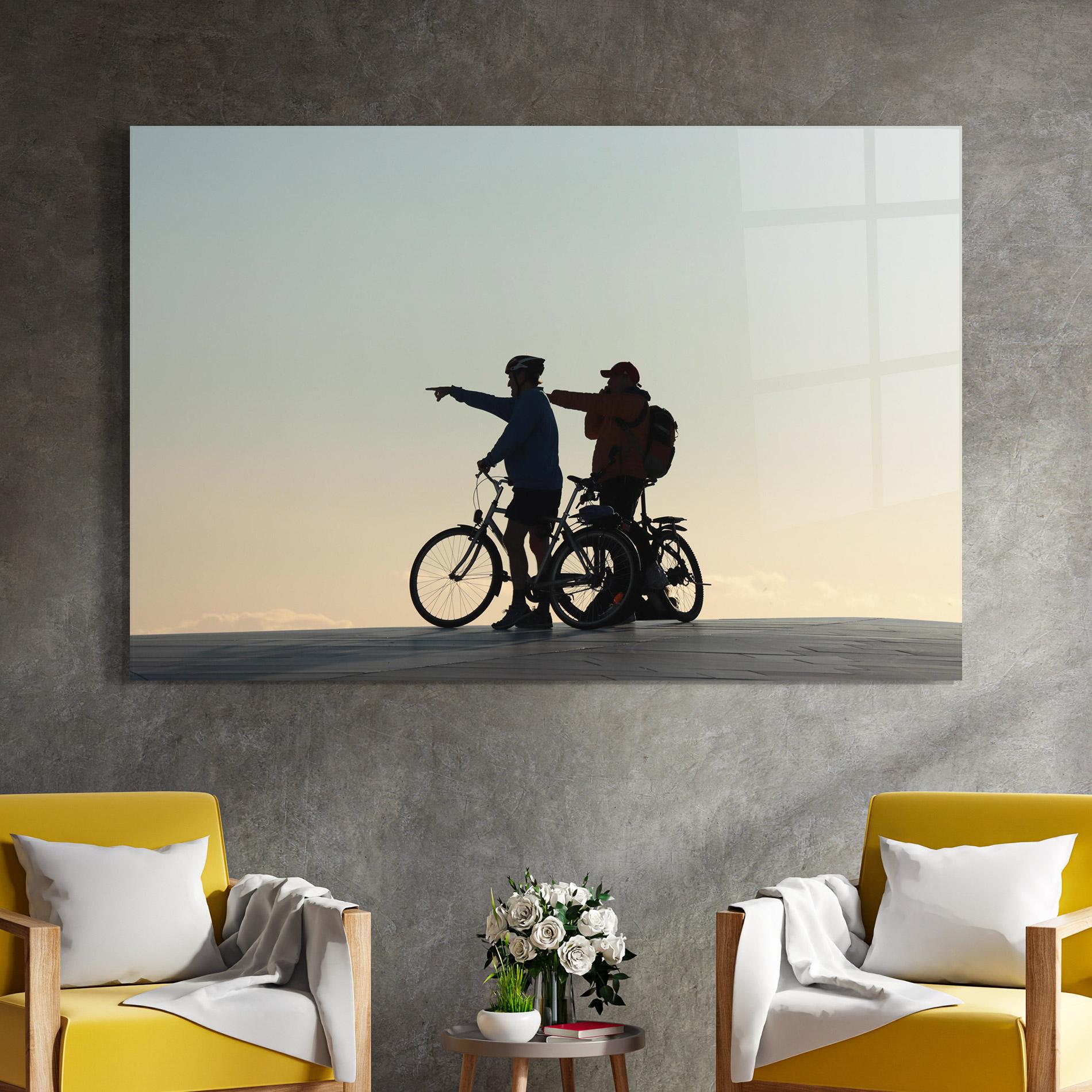 Üvegkép Bike Pointing Shilouette mockup 4