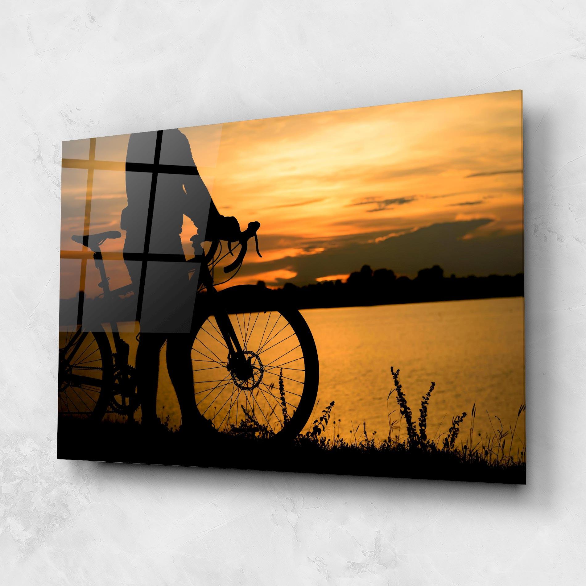 Üvegkép Bicycle Sunset Silhouette mockup 1