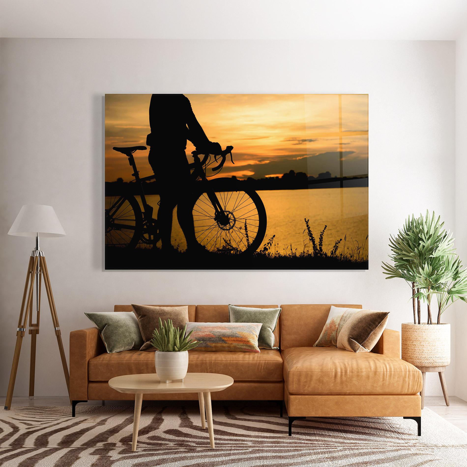 Üvegkép Bicycle Sunset Silhouette mockup 7