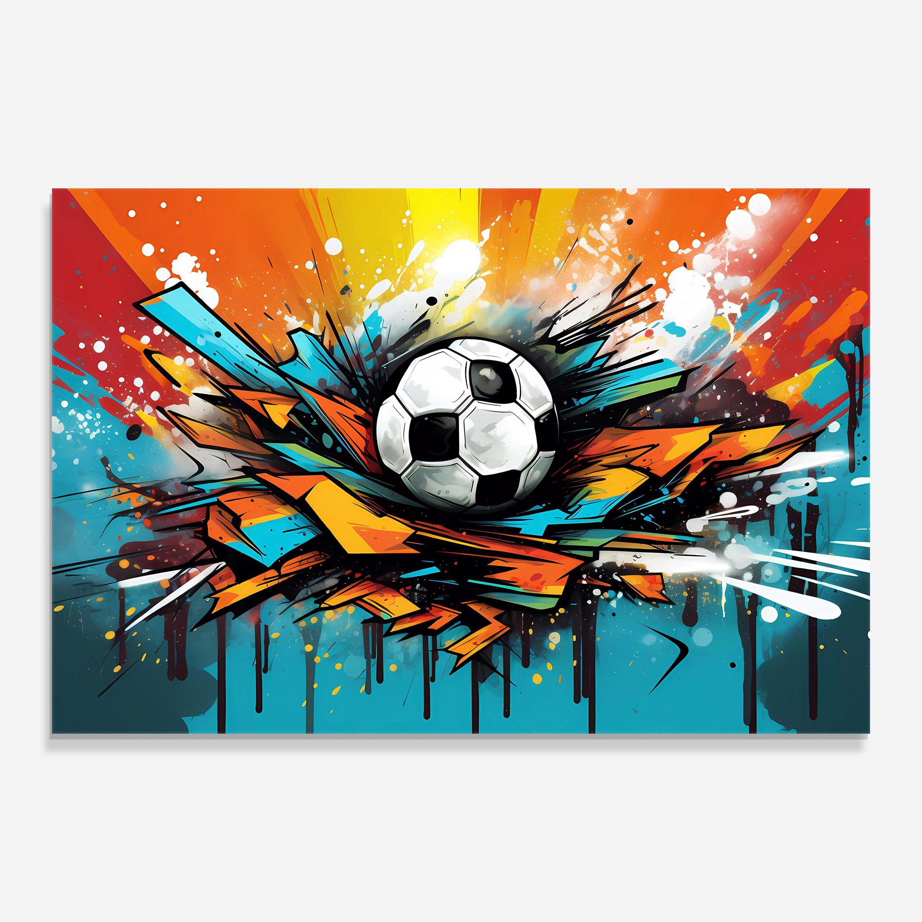 Üvegkép Graffiti Style Football mockup 0