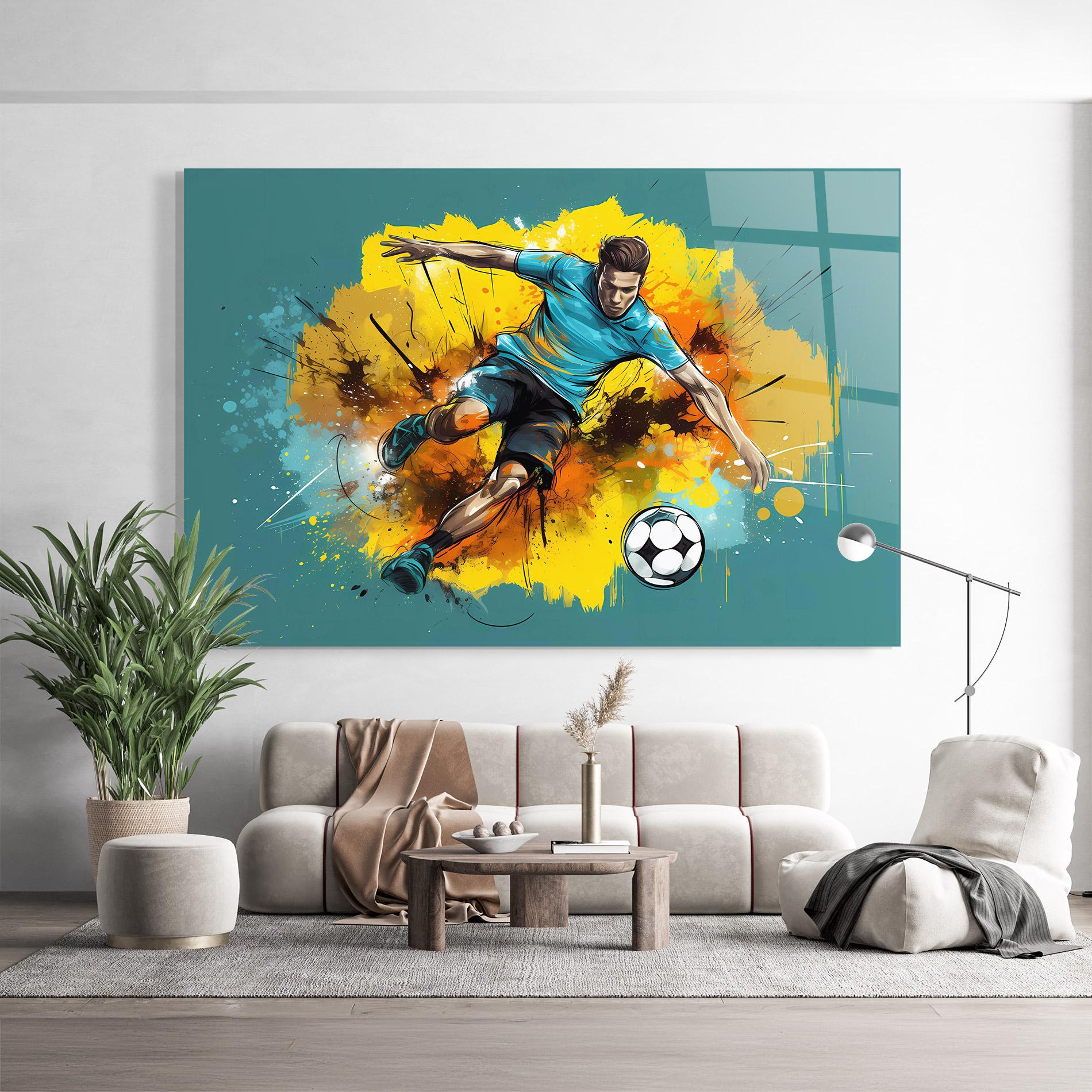Üvegkép Football Player Painting mockup 9