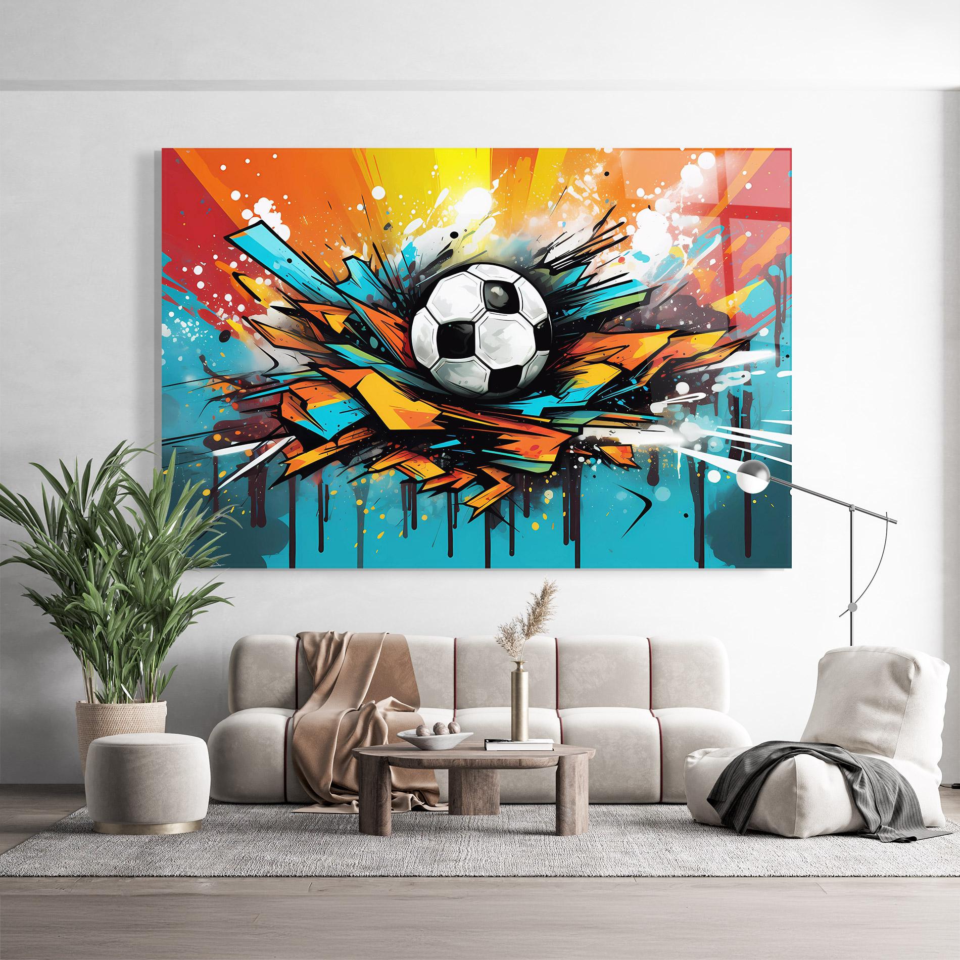 Üvegkép Graffiti Style Football mockup 9