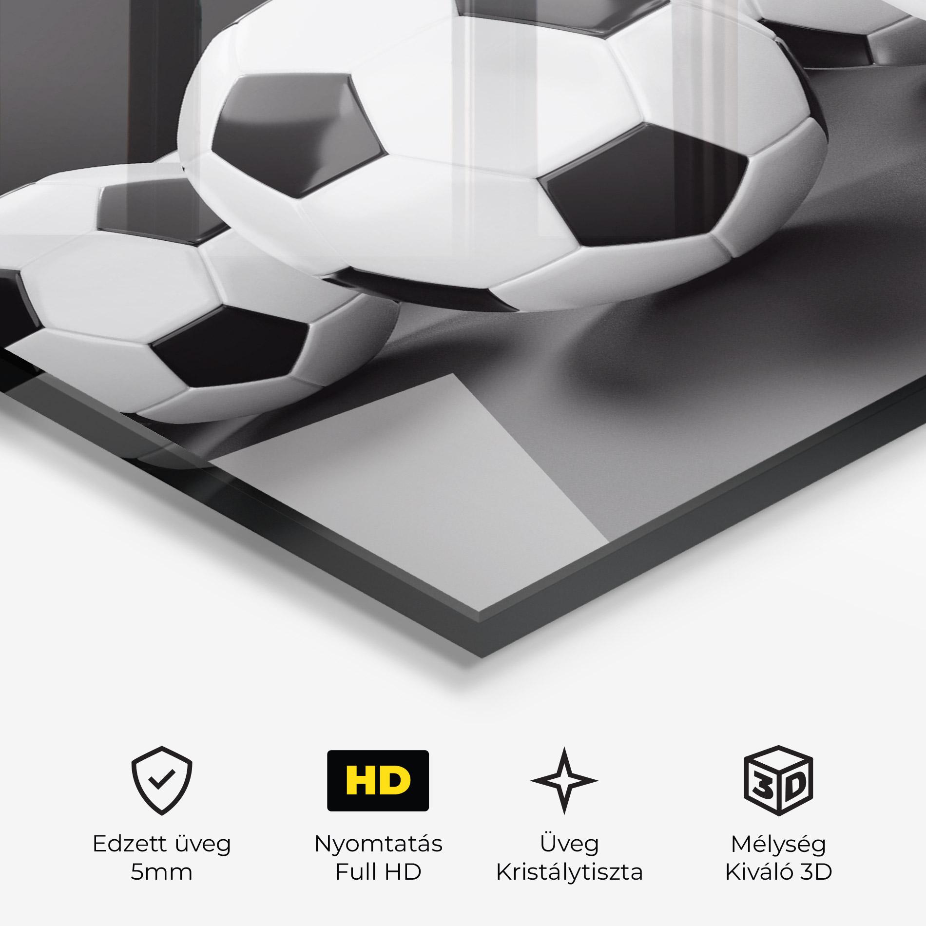 Üvegkép Black White Football mockup 3