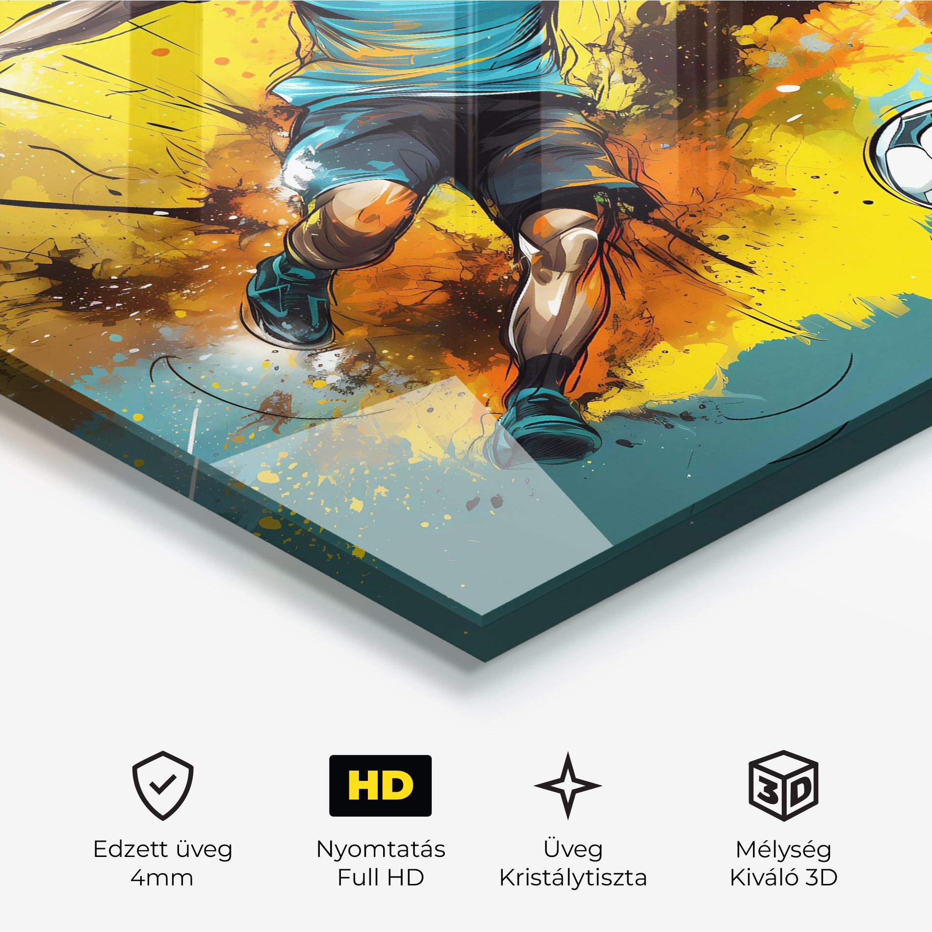 Üvegkép Football Player Painting mockup 3