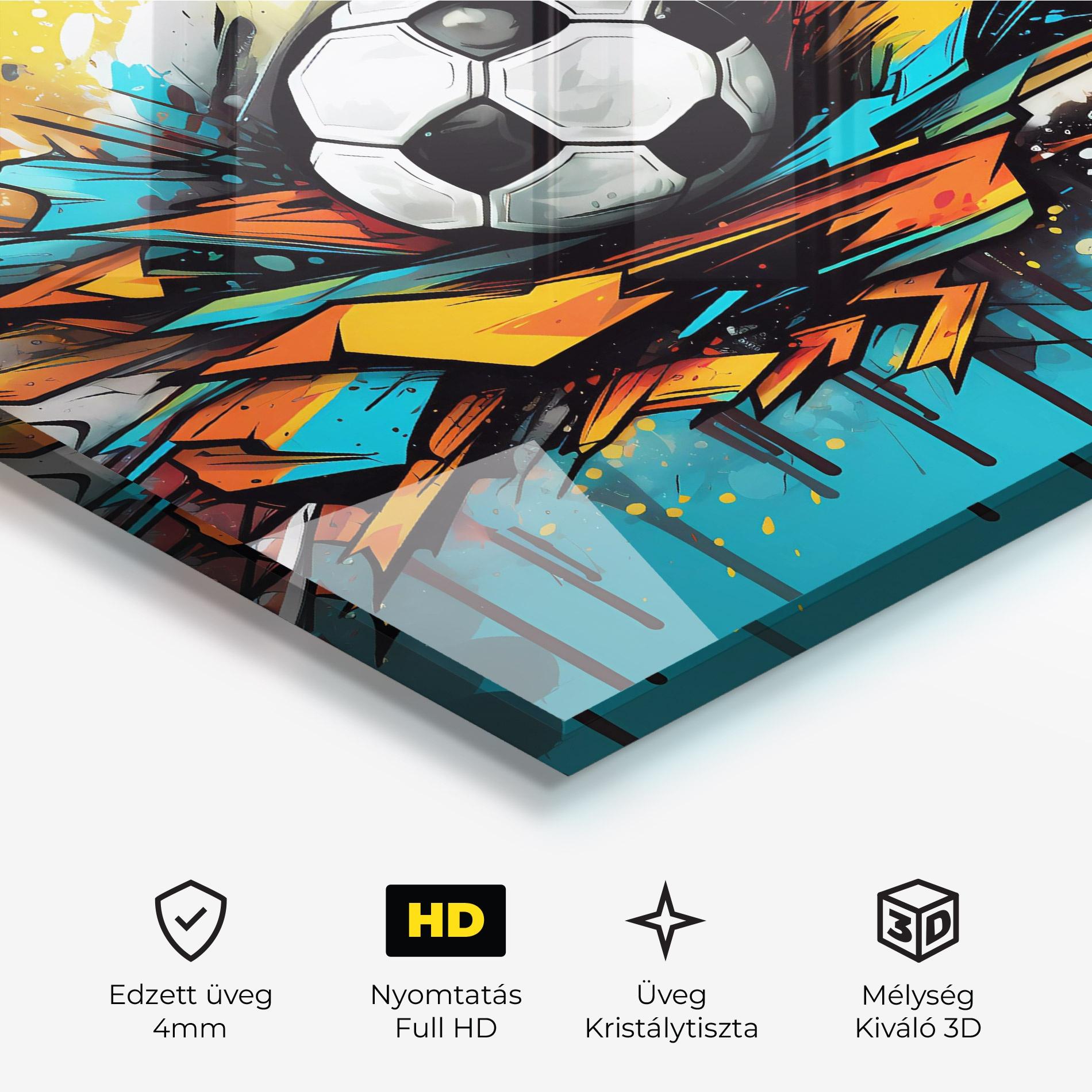 Üvegkép Graffiti Style Football mockup 3