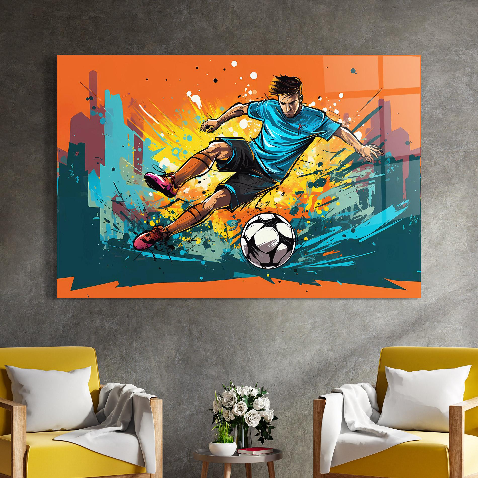 Üvegkép Blue Tshirt Football mockup 4