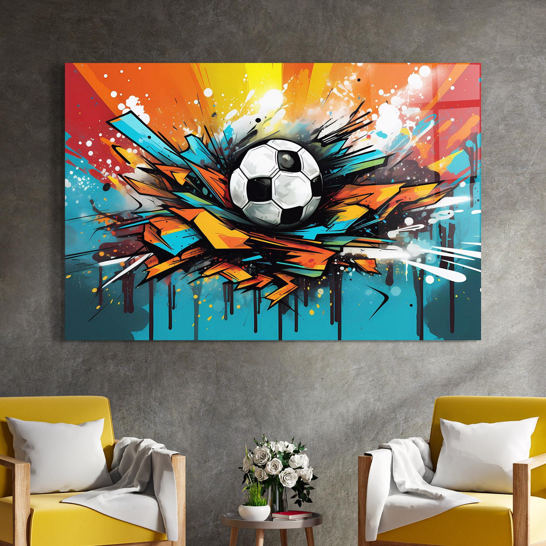 Üvegkép Graffiti Style Football mockup 4