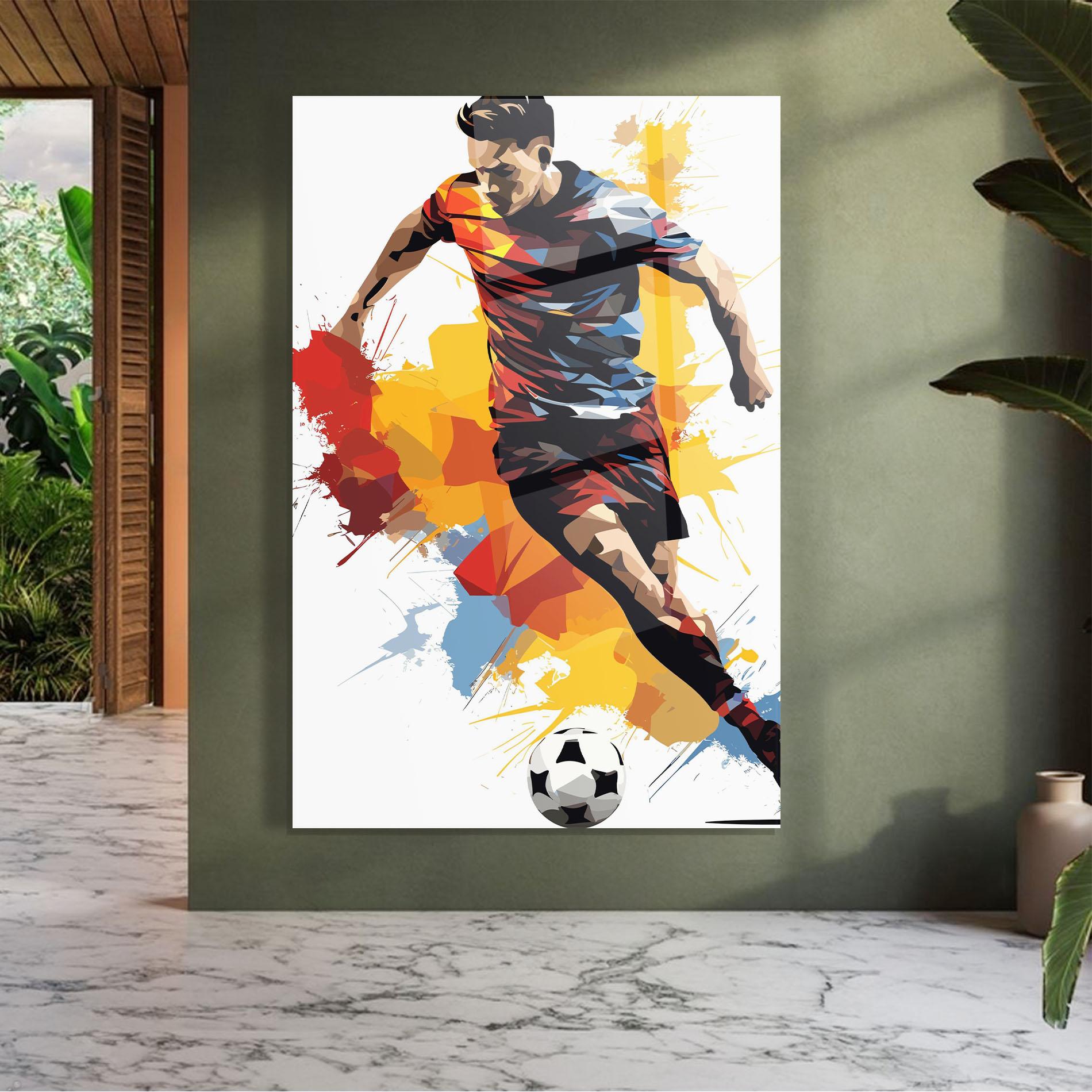 Üvegkép Yellow Paint Football mockup 7