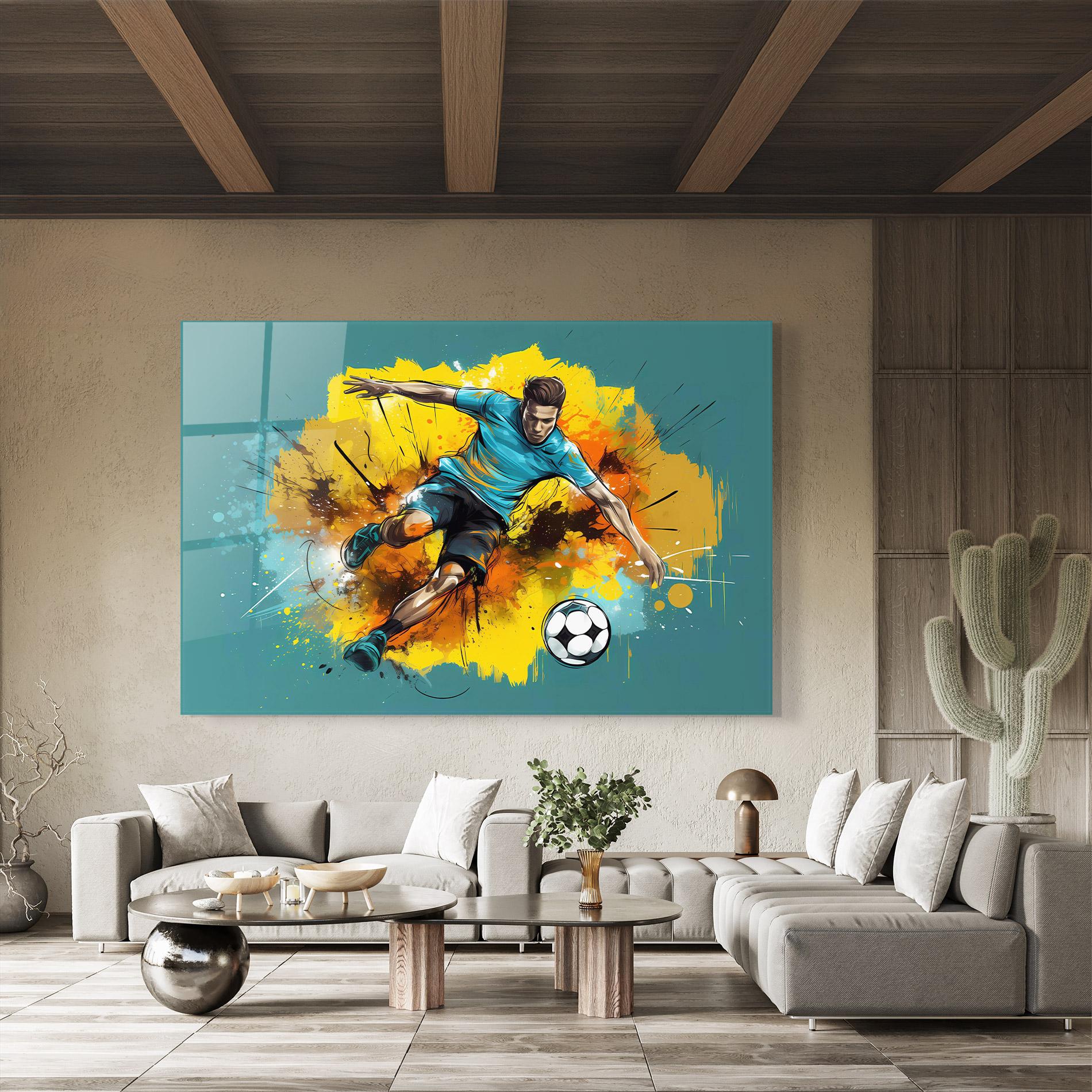 Üvegkép Football Player Painting mockup 8