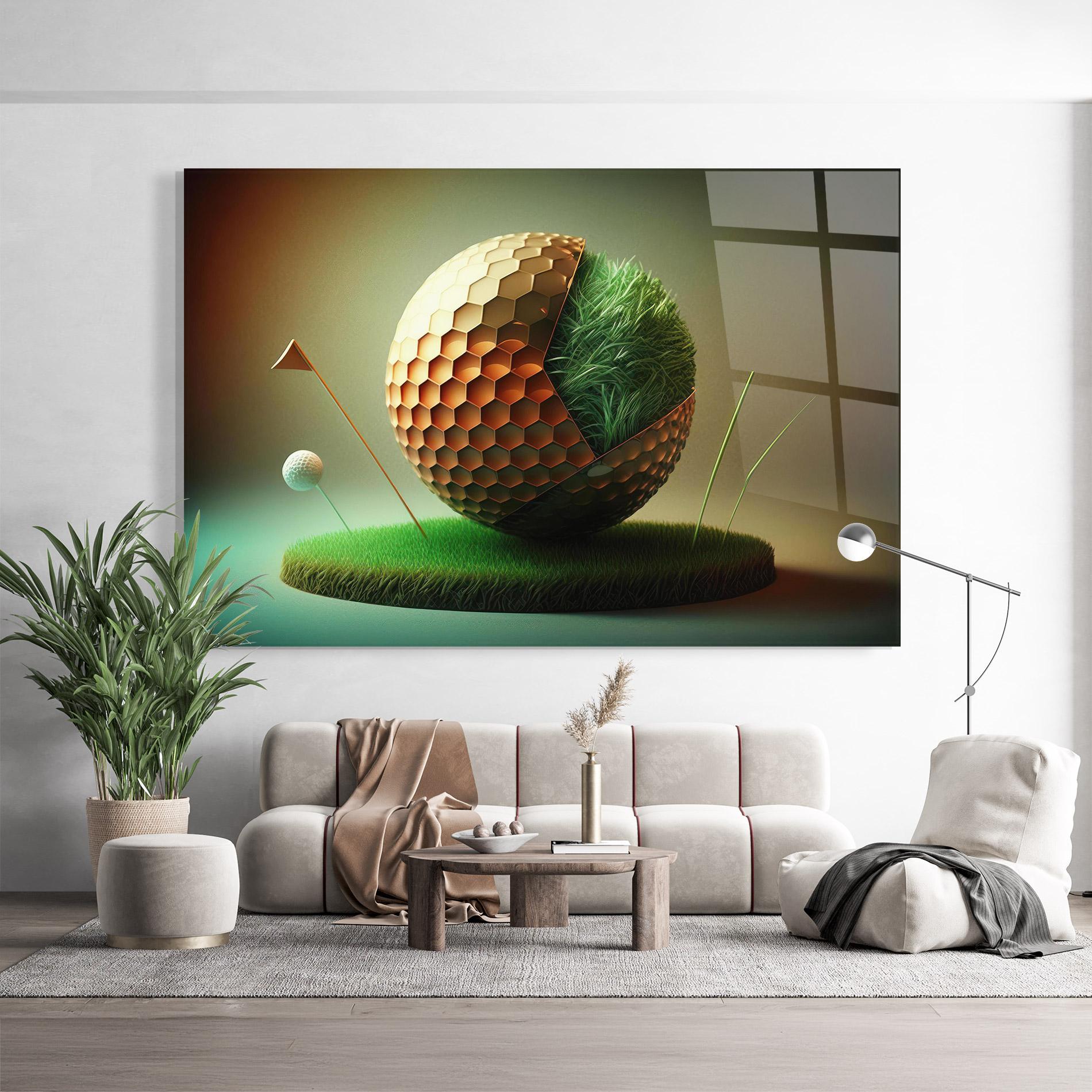 Üvegkép Golf Ball 3d Style mockup 9