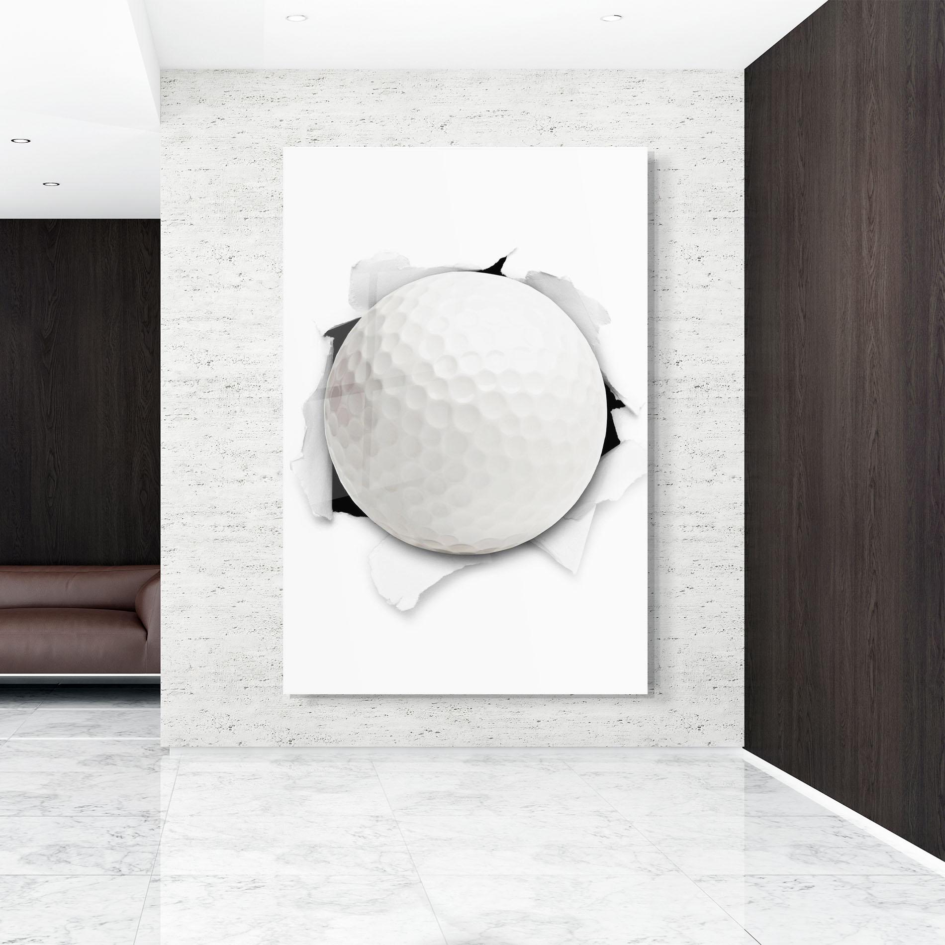 Üvegkép Golf Ball Bursting Hole mockup 9