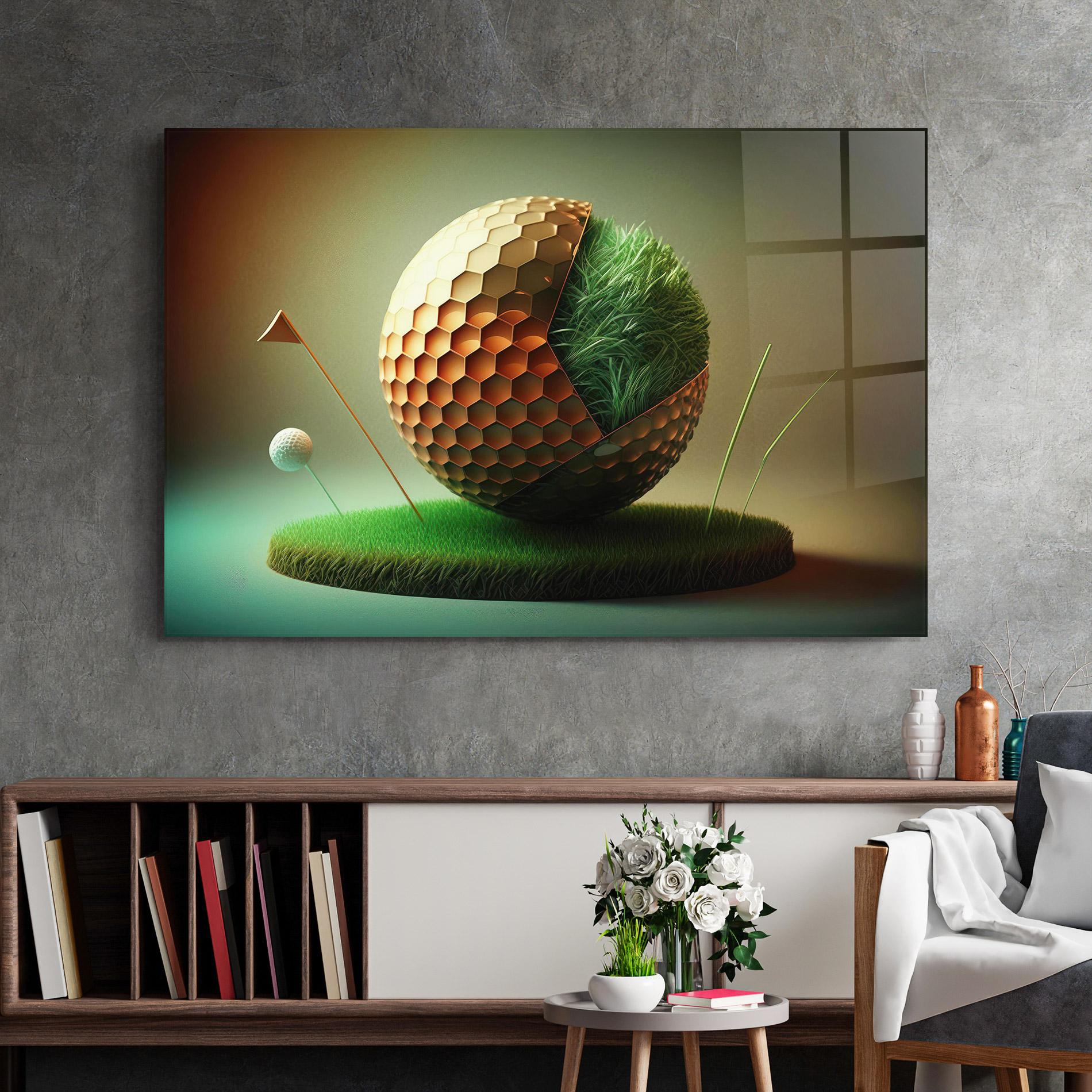 Üvegkép Golf Ball 3d Style mockup 2