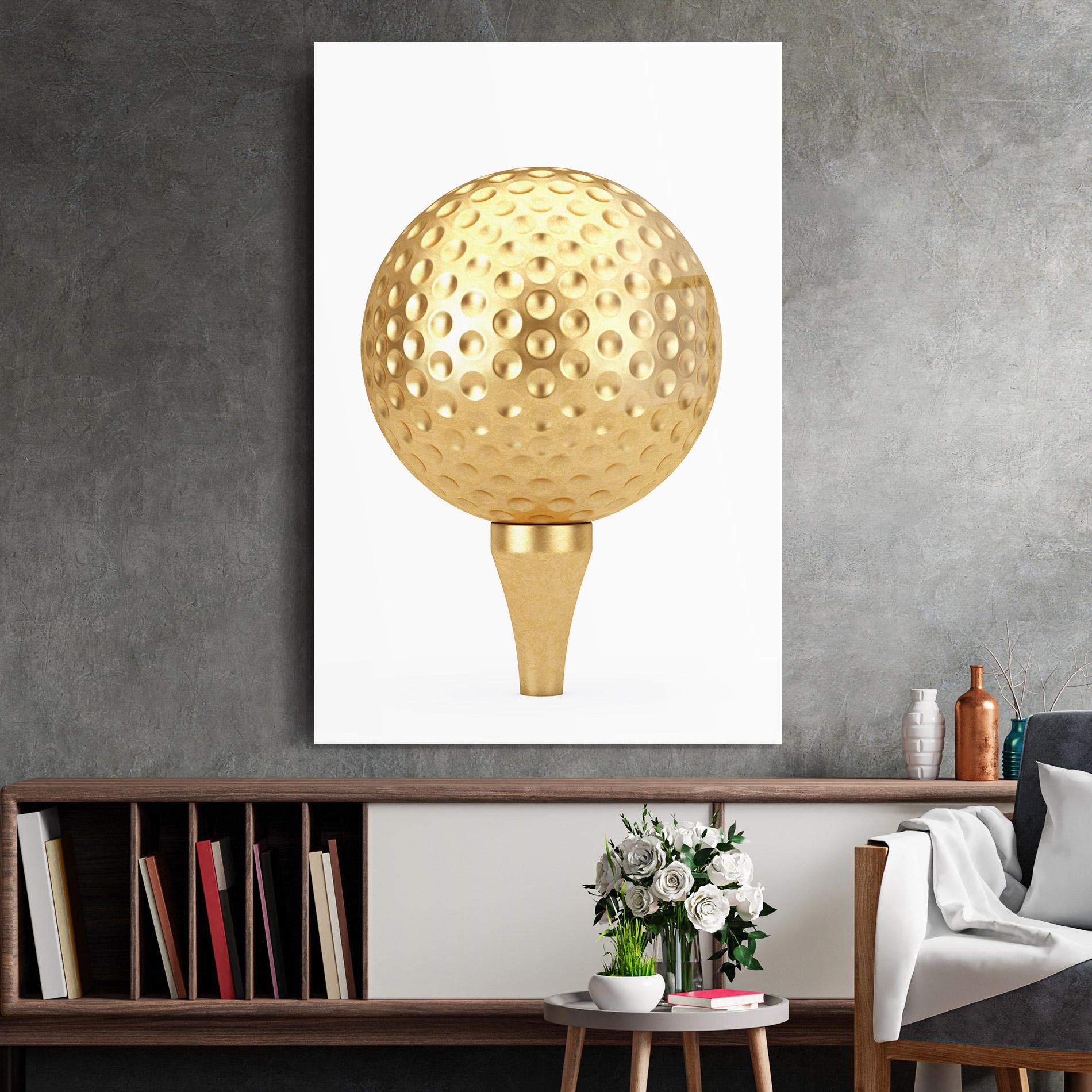 Üvegkép Golden Golf Ball mockup 2