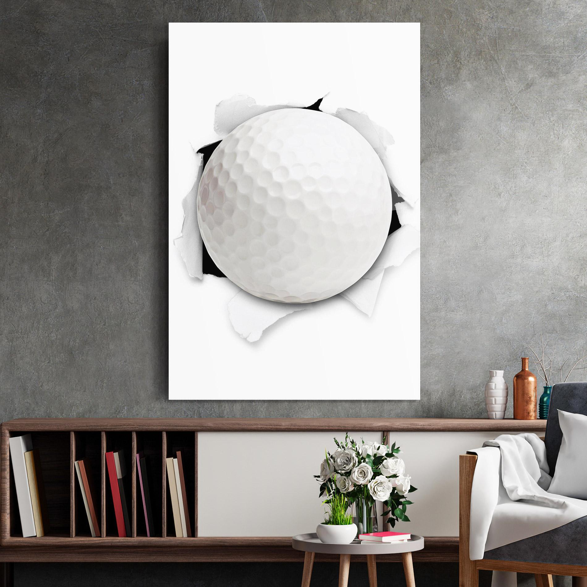 Üvegkép Golf Ball Bursting Hole mockup 2