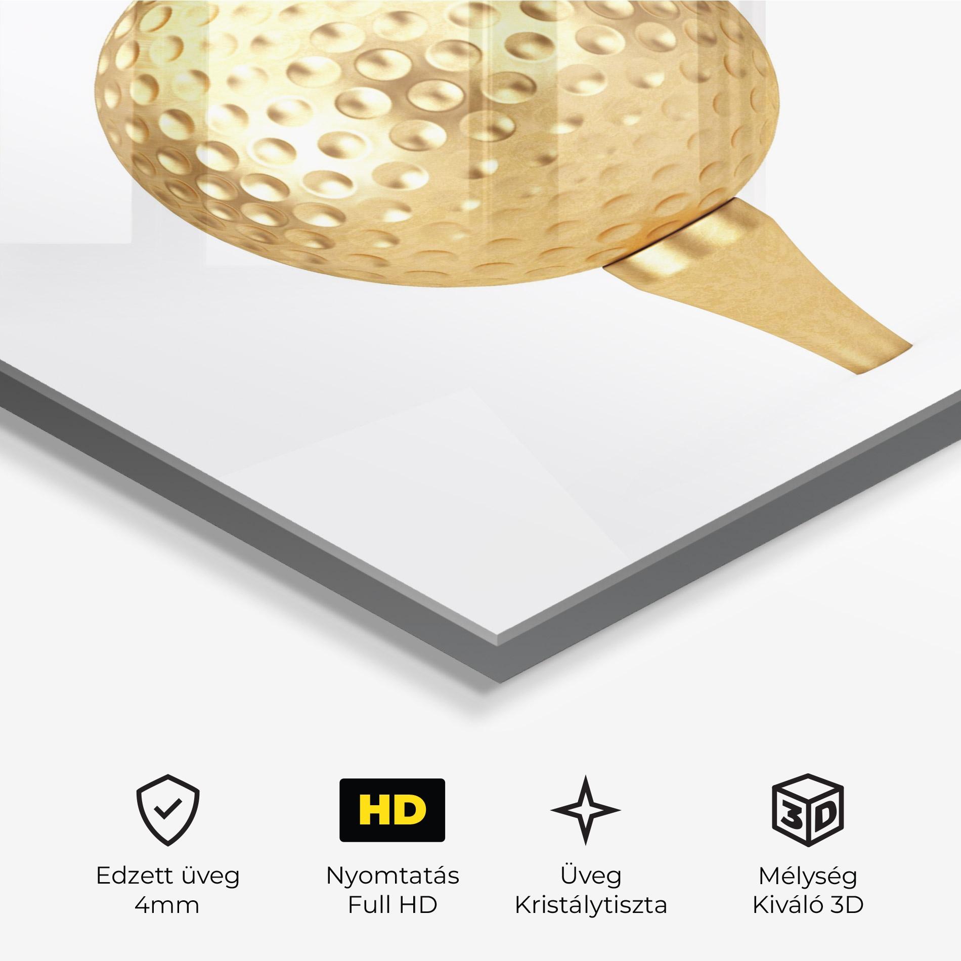Üvegkép Golden Golf Ball mockup 3
