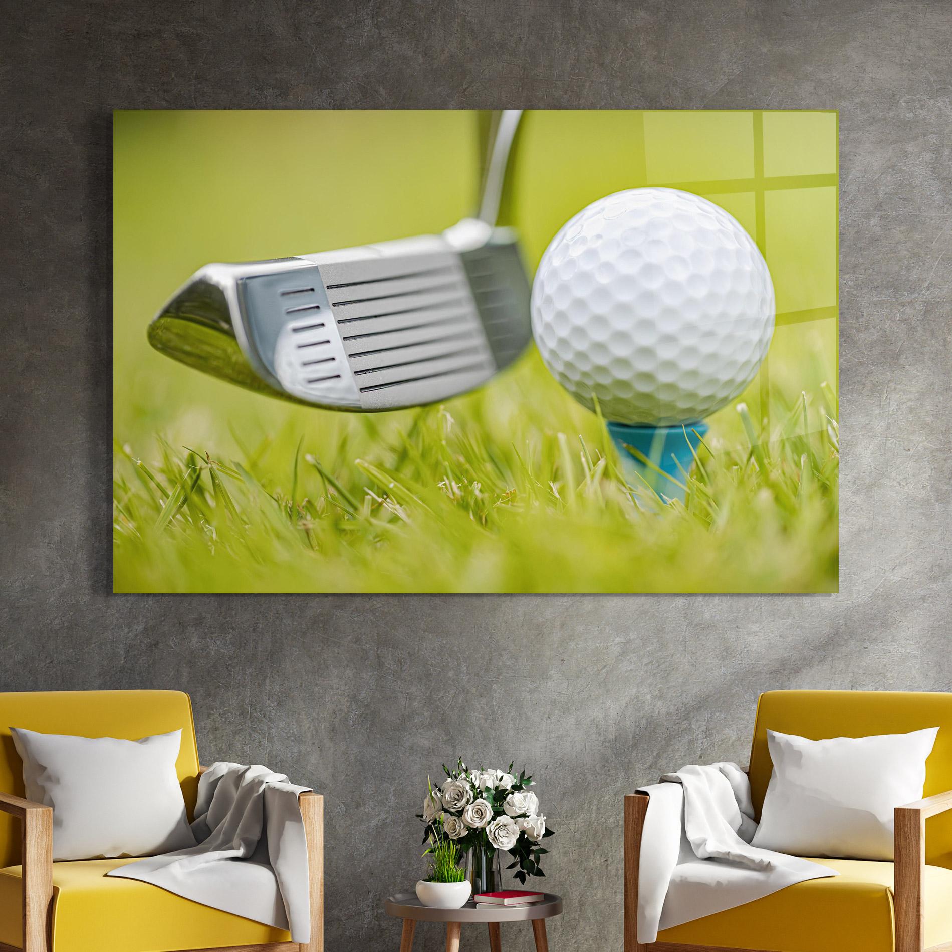 Üvegkép Golf Ball Grass mockup 4