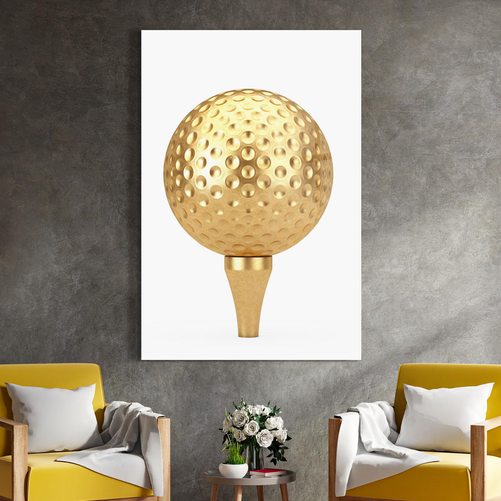 Üvegkép Golden Golf Ball mockup 4
