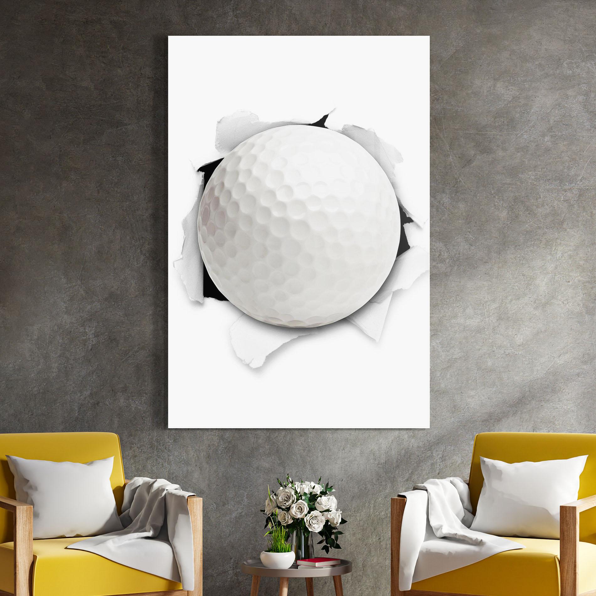 Üvegkép Golf Ball Bursting Hole mockup 4