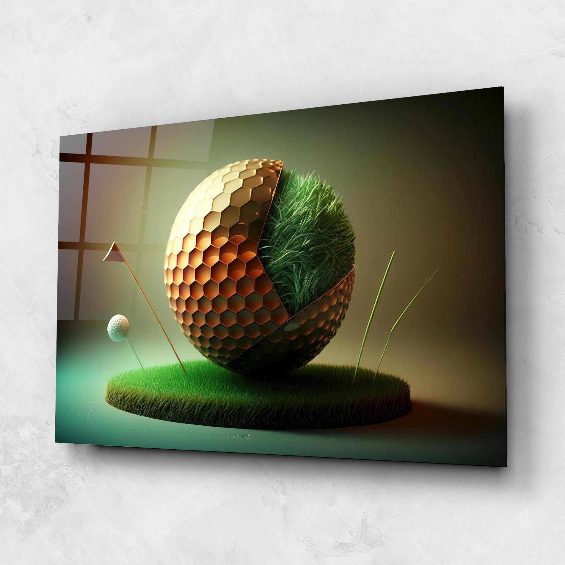 Üvegkép Golf Ball 3d Style mockup 1
