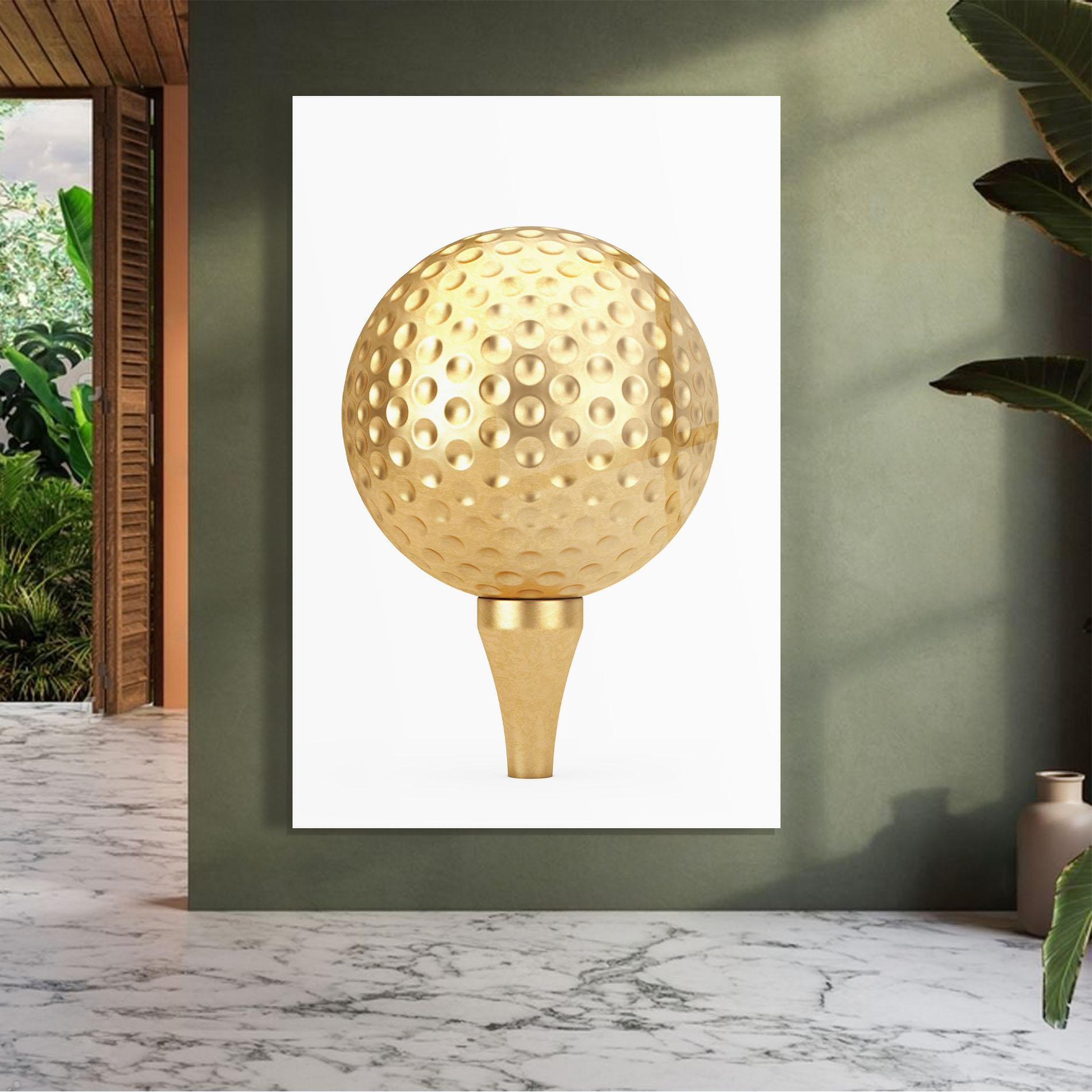 Üvegkép Golden Golf Ball mockup 7
