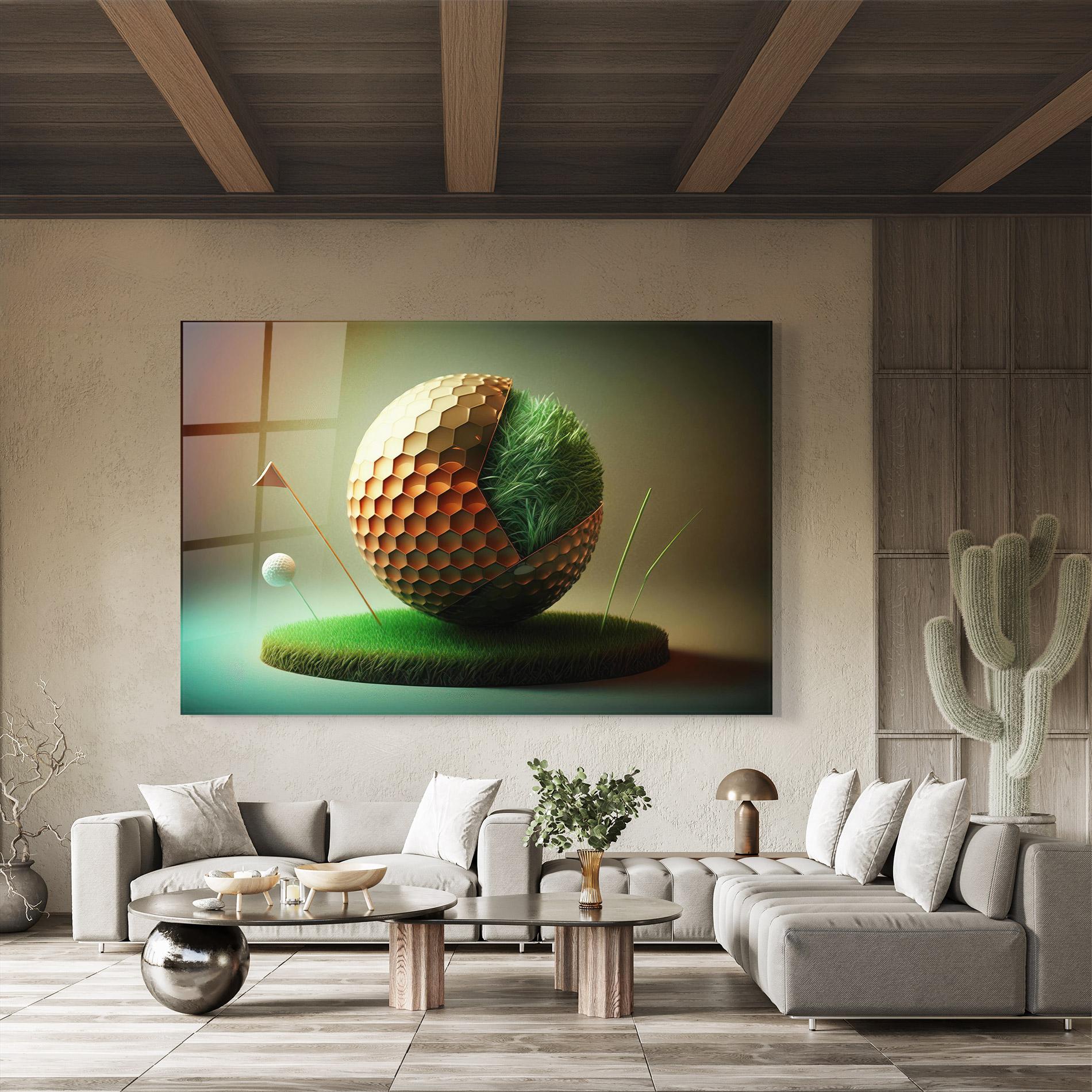 Üvegkép Golf Ball 3d Style mockup 8
