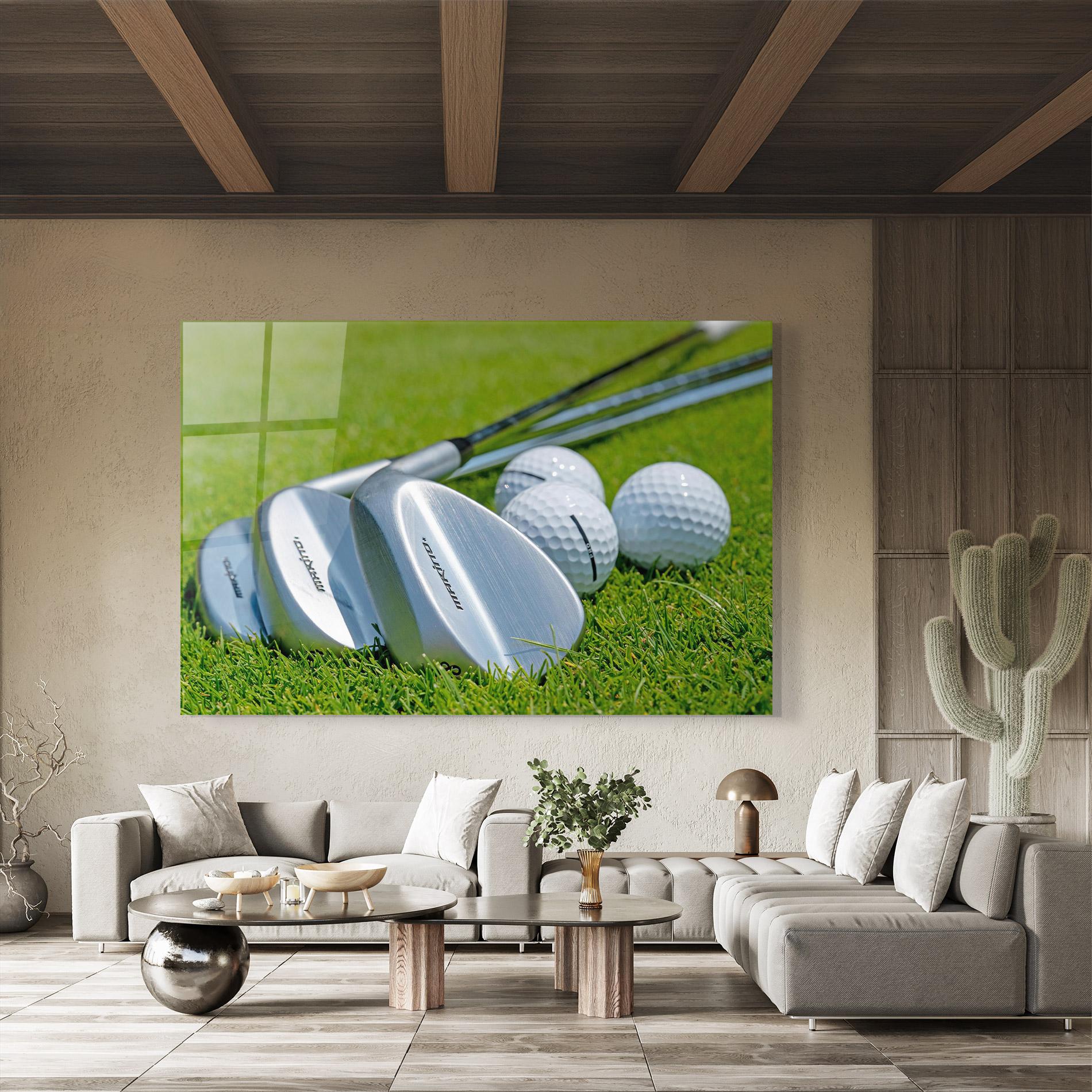 Üvegkép Golf Club On Grass mockup 8