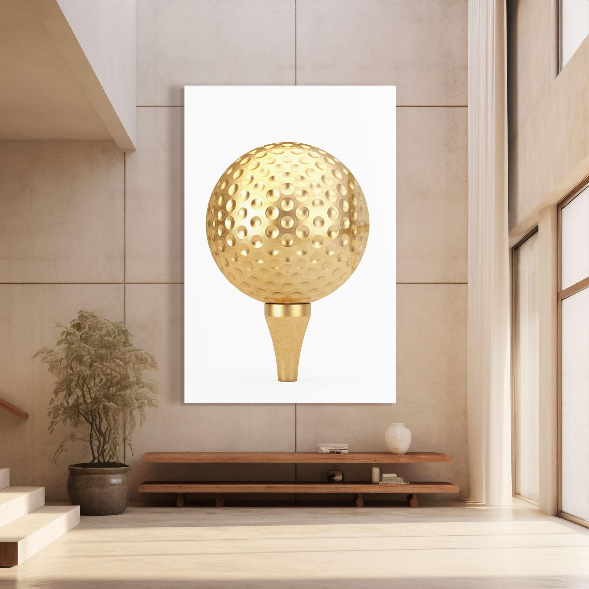 Üvegkép Golden Golf Ball mockup 8