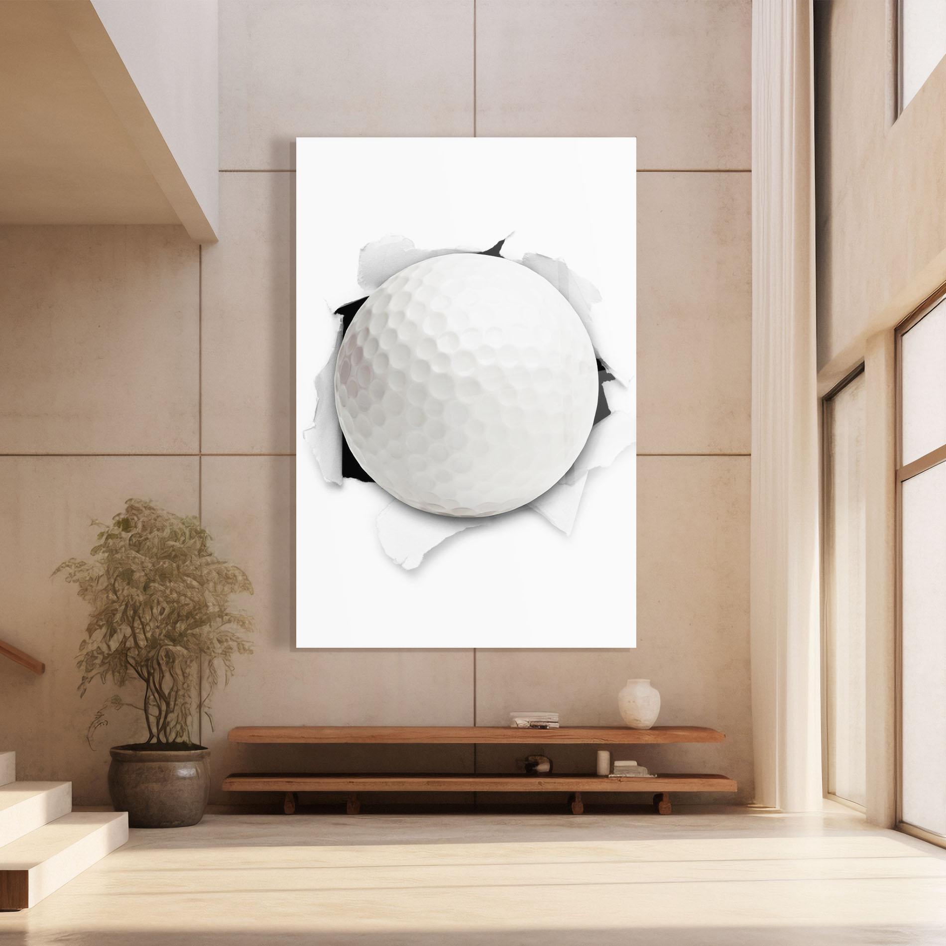 Üvegkép Golf Ball Bursting Hole mockup 8