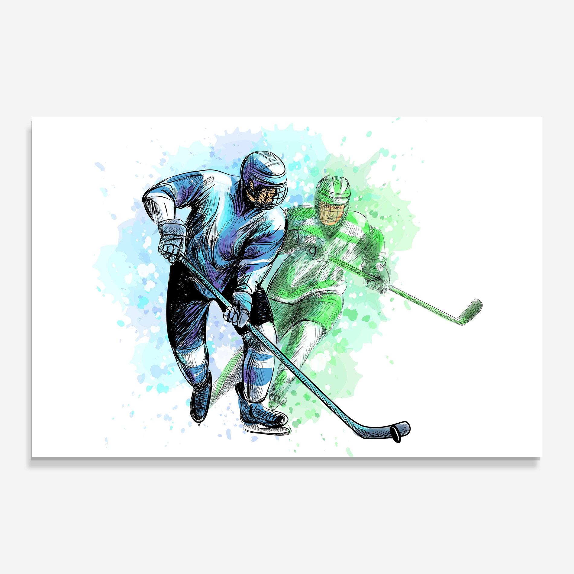 Üvegkép Green Blue Hockey mockup 0