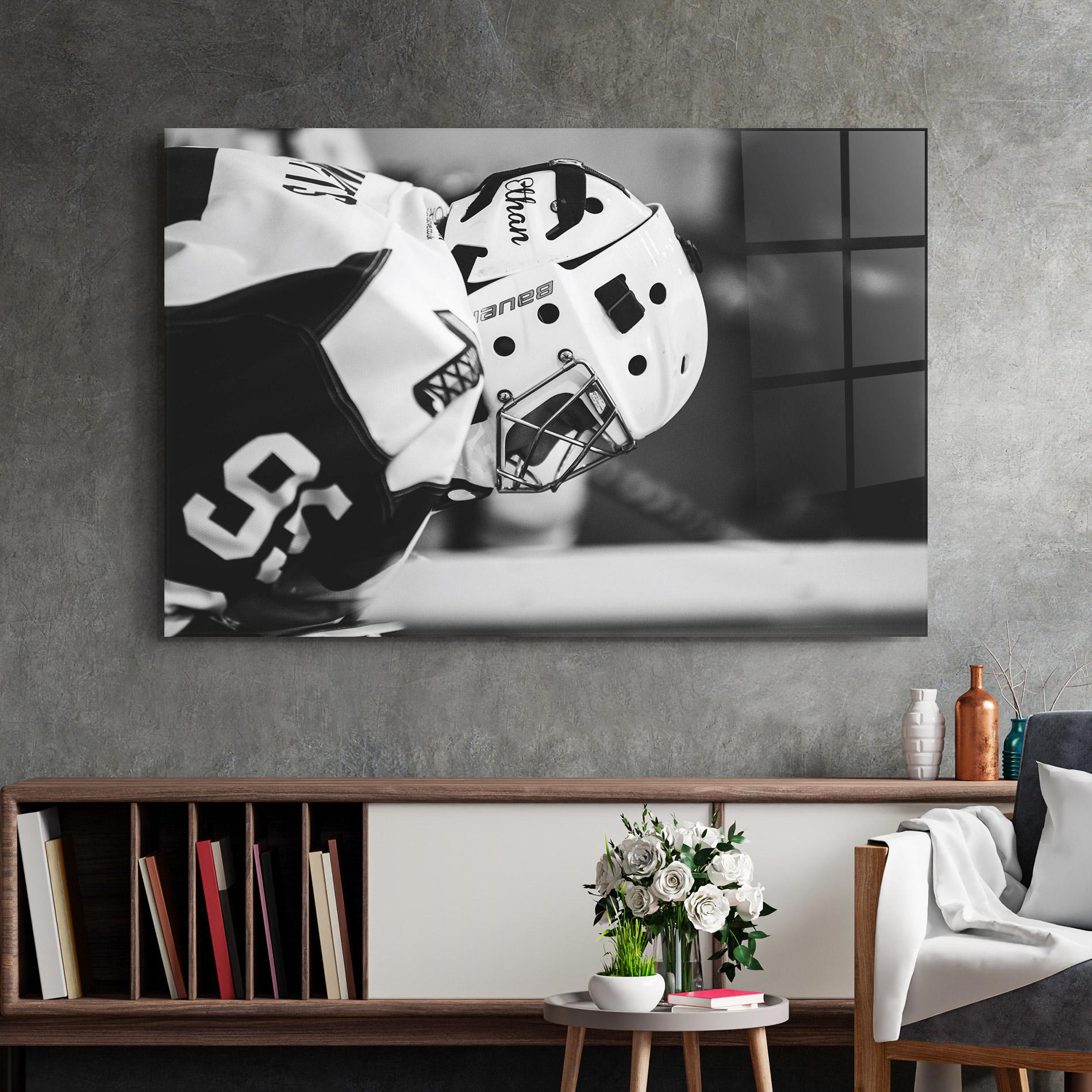 Üvegkép Black White Hockey mockup 2