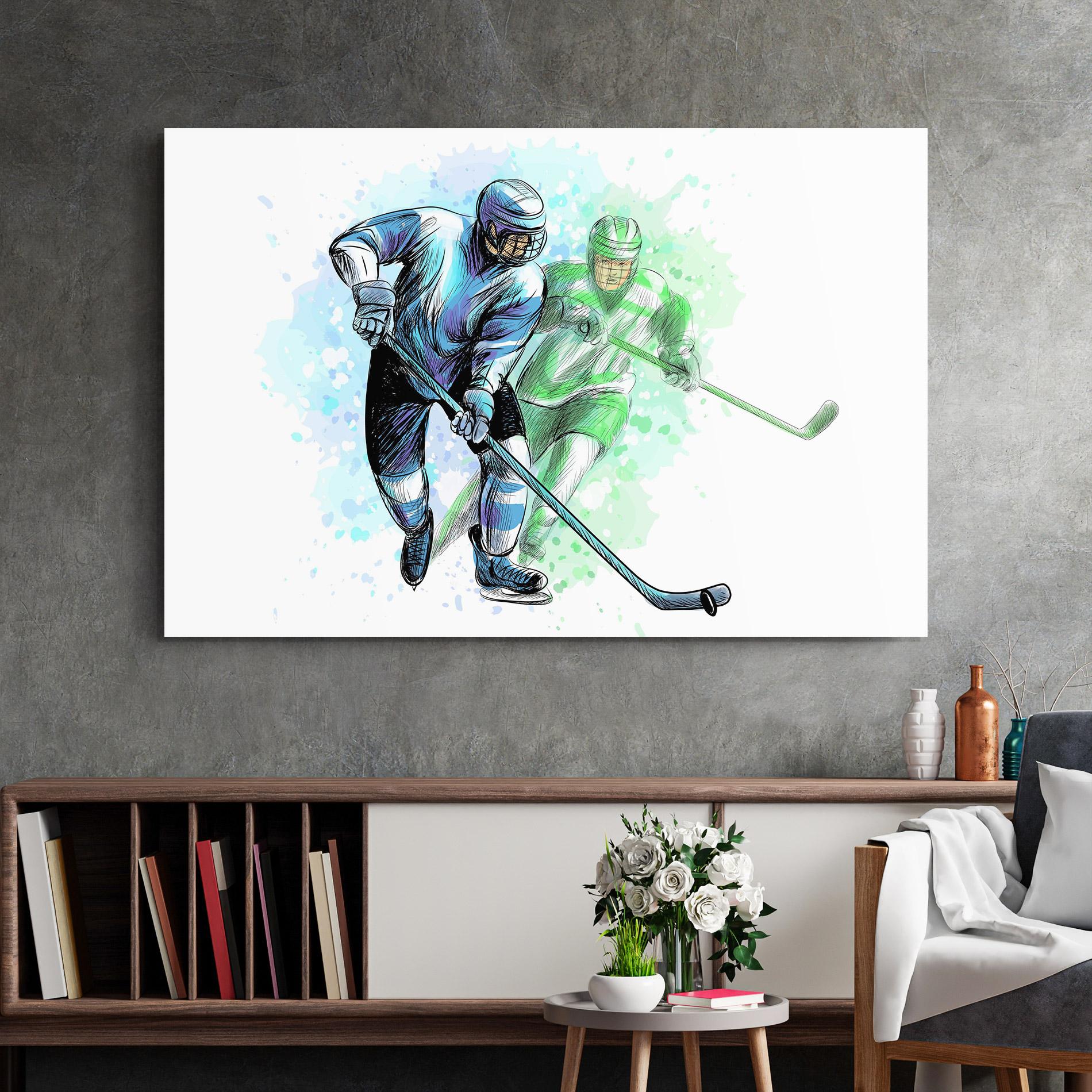 Üvegkép Green Blue Hockey mockup 2