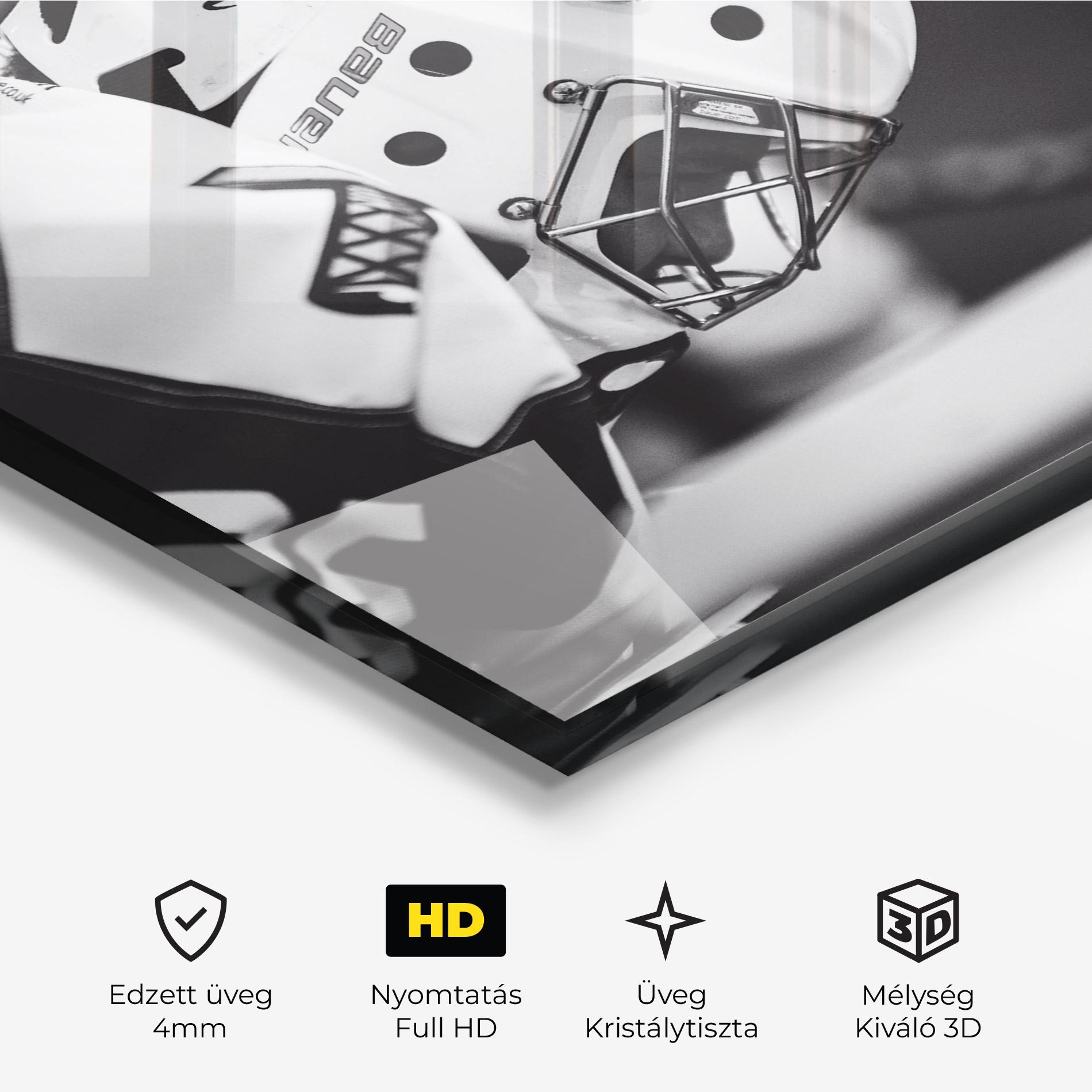 Üvegkép Black White Hockey mockup 3