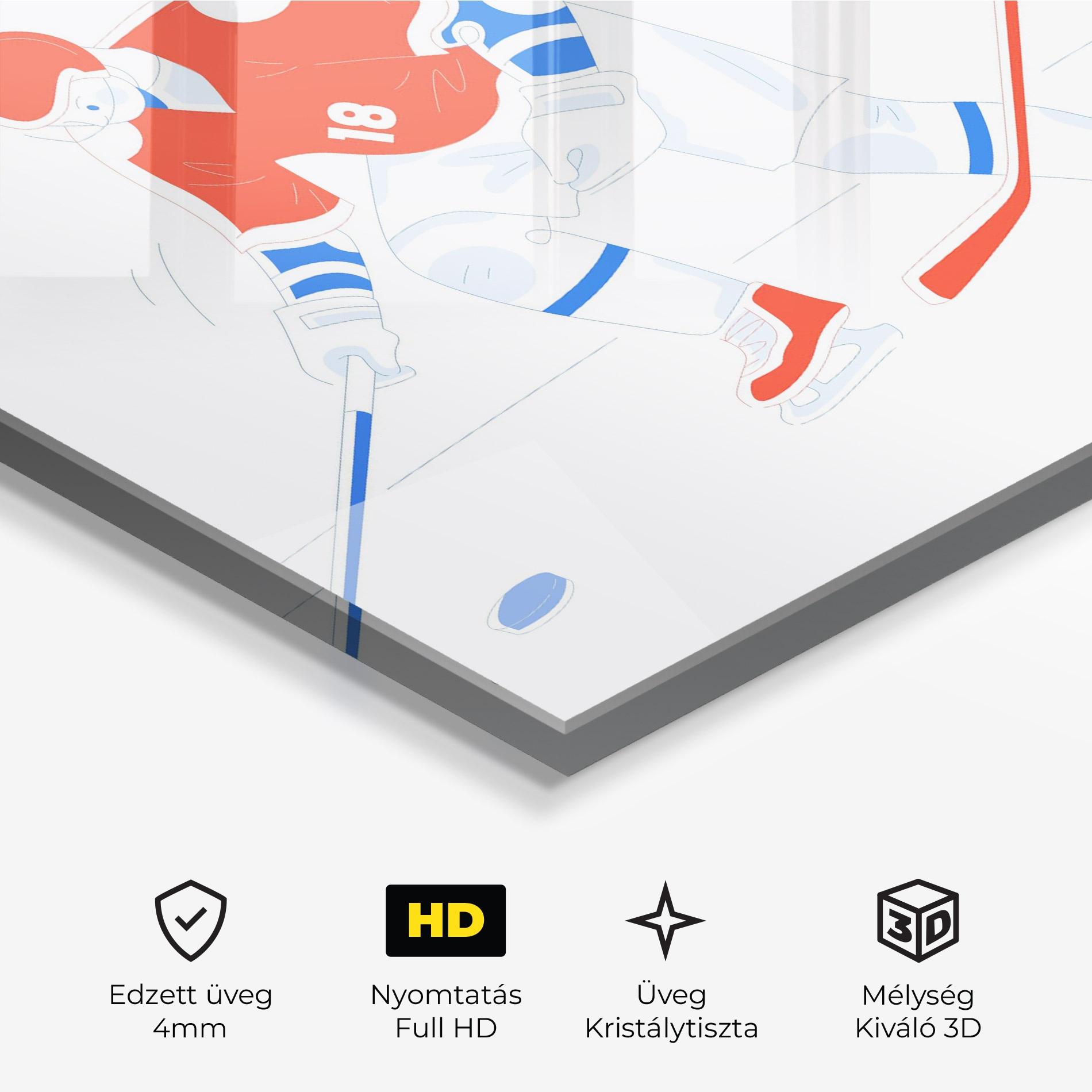 Üvegkép Orange Blue Hockey mockup 3