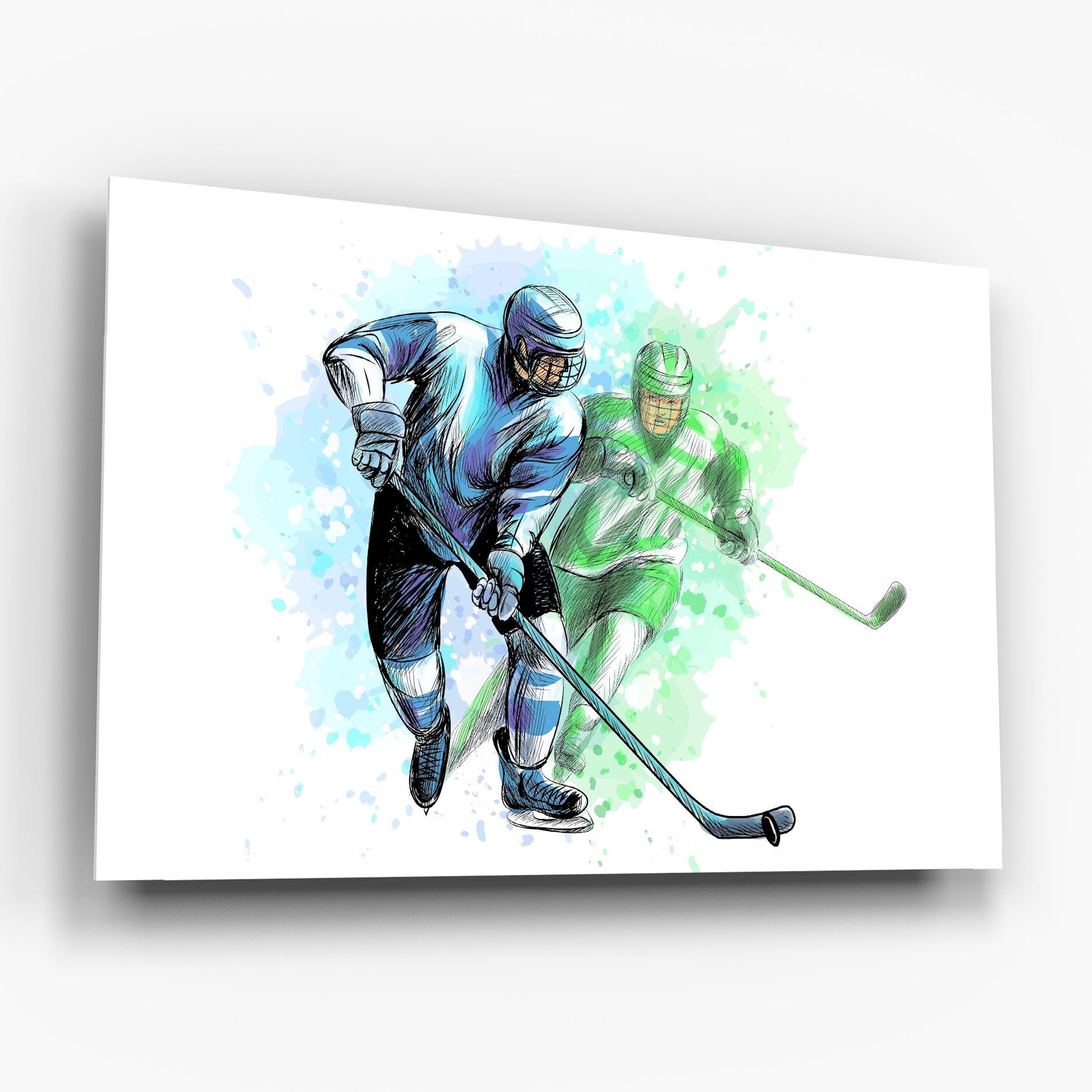 Üvegkép Green Blue Hockey mockup 6